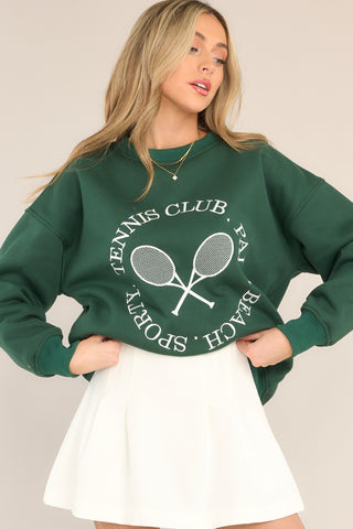 SHOP THE LOOK - Your Serve Green  Tennis Oversized Crewneck Sweatshirt