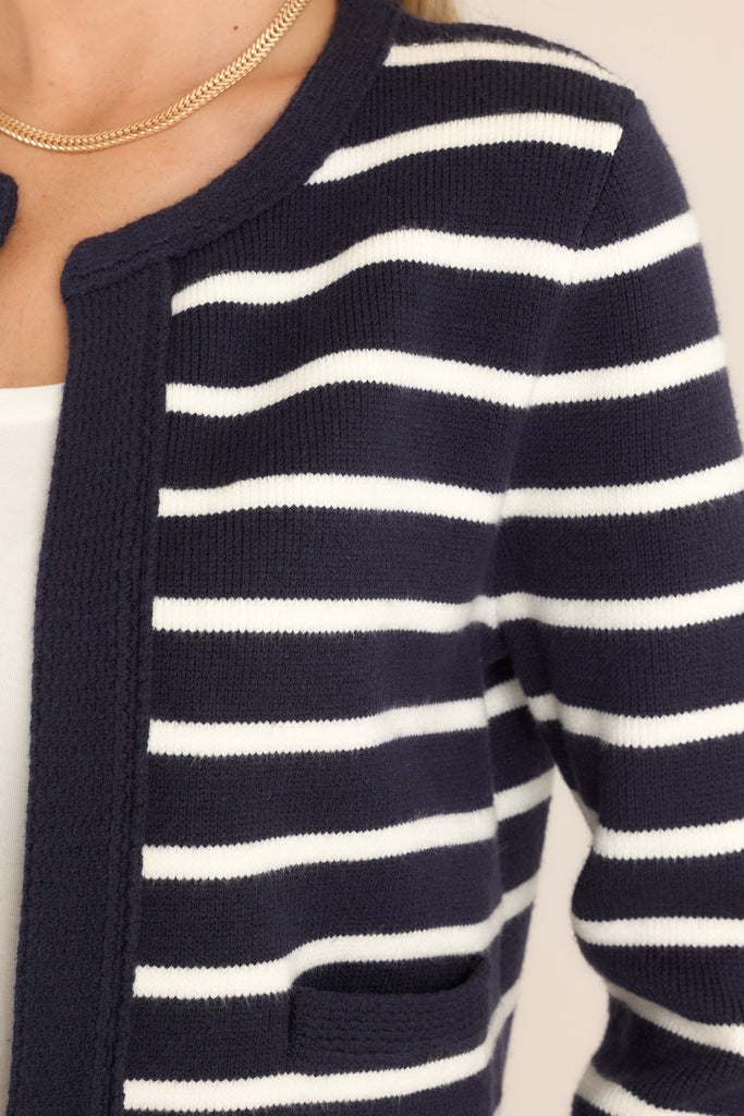 Navy & White Stripe Cardigan main image 1