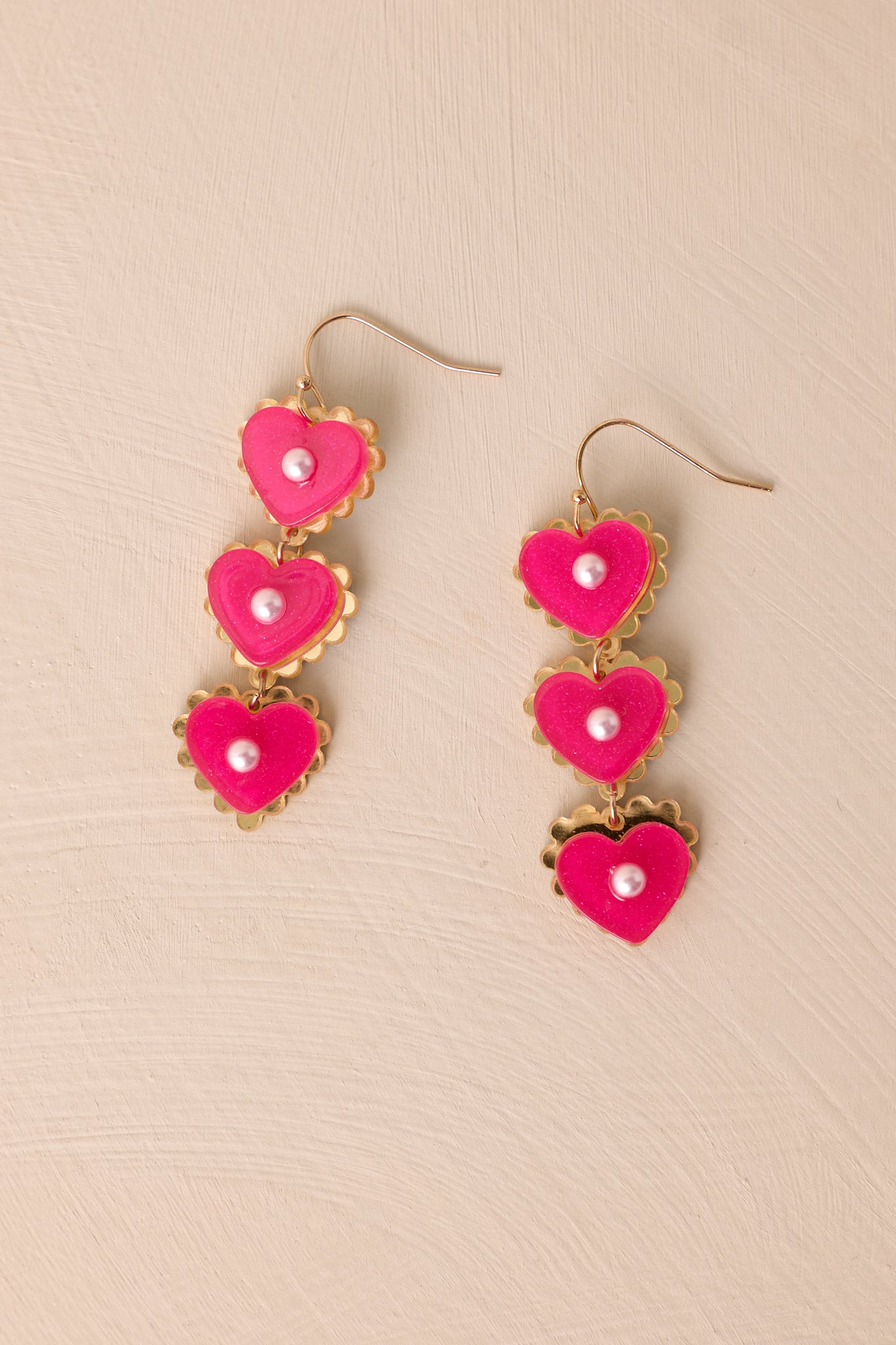 Pink Heart Dangle Earrings - All Jewelry | Red Dress Pink Heart Dangle Earrings - All Jewelry | Red Dress