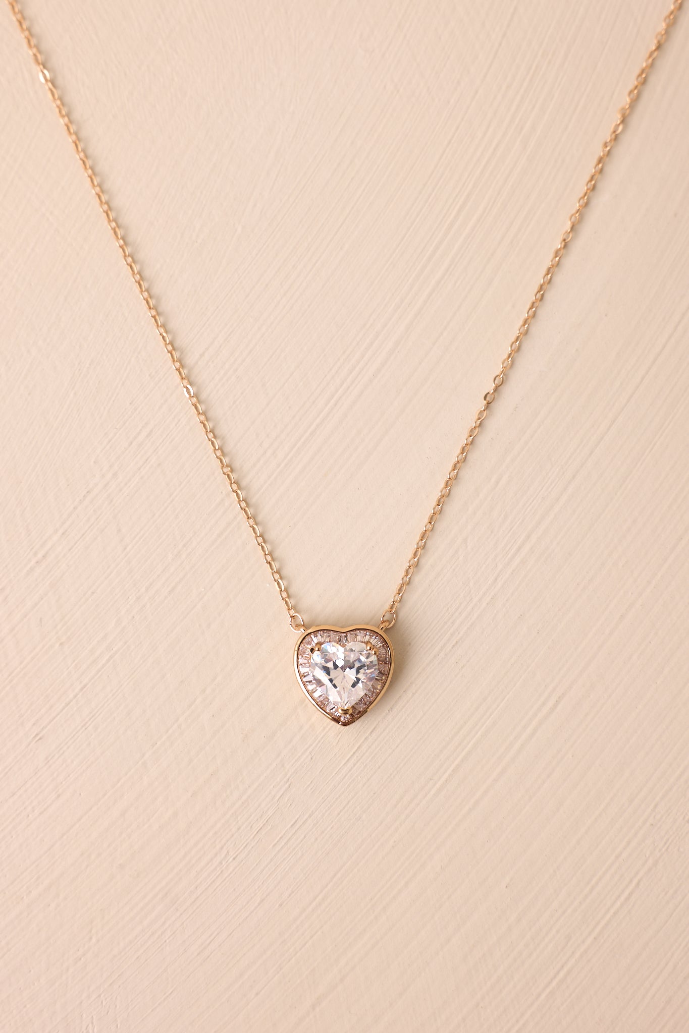 Gold Rhinestone Heart Pendant Necklace - All Jewelry | Red Dress Gold Rhinestone Heart Pendant Necklace - All Jewelry | Red Dress