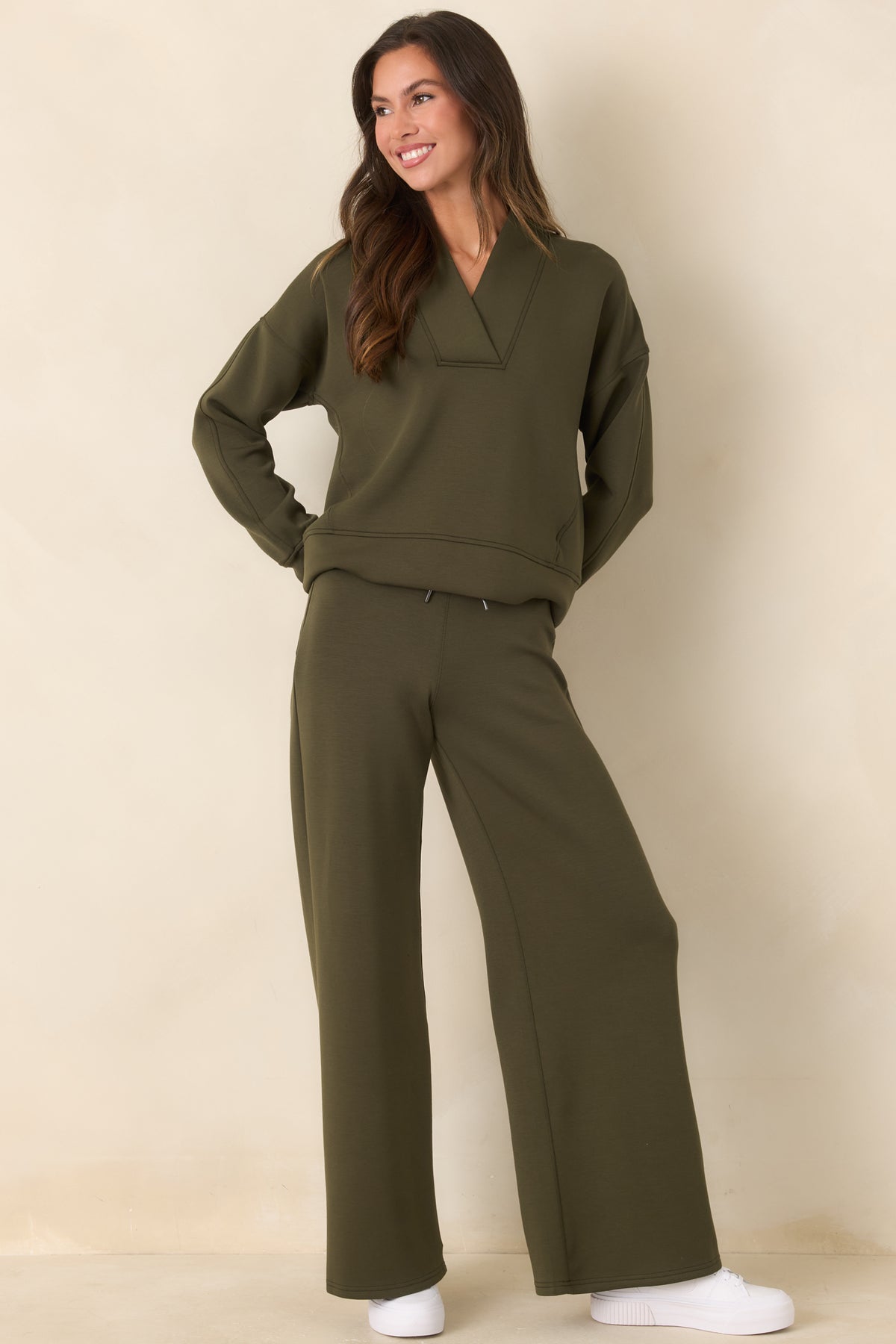 SPANX AirEssentials® Monstera Green Wide Leg Pant
