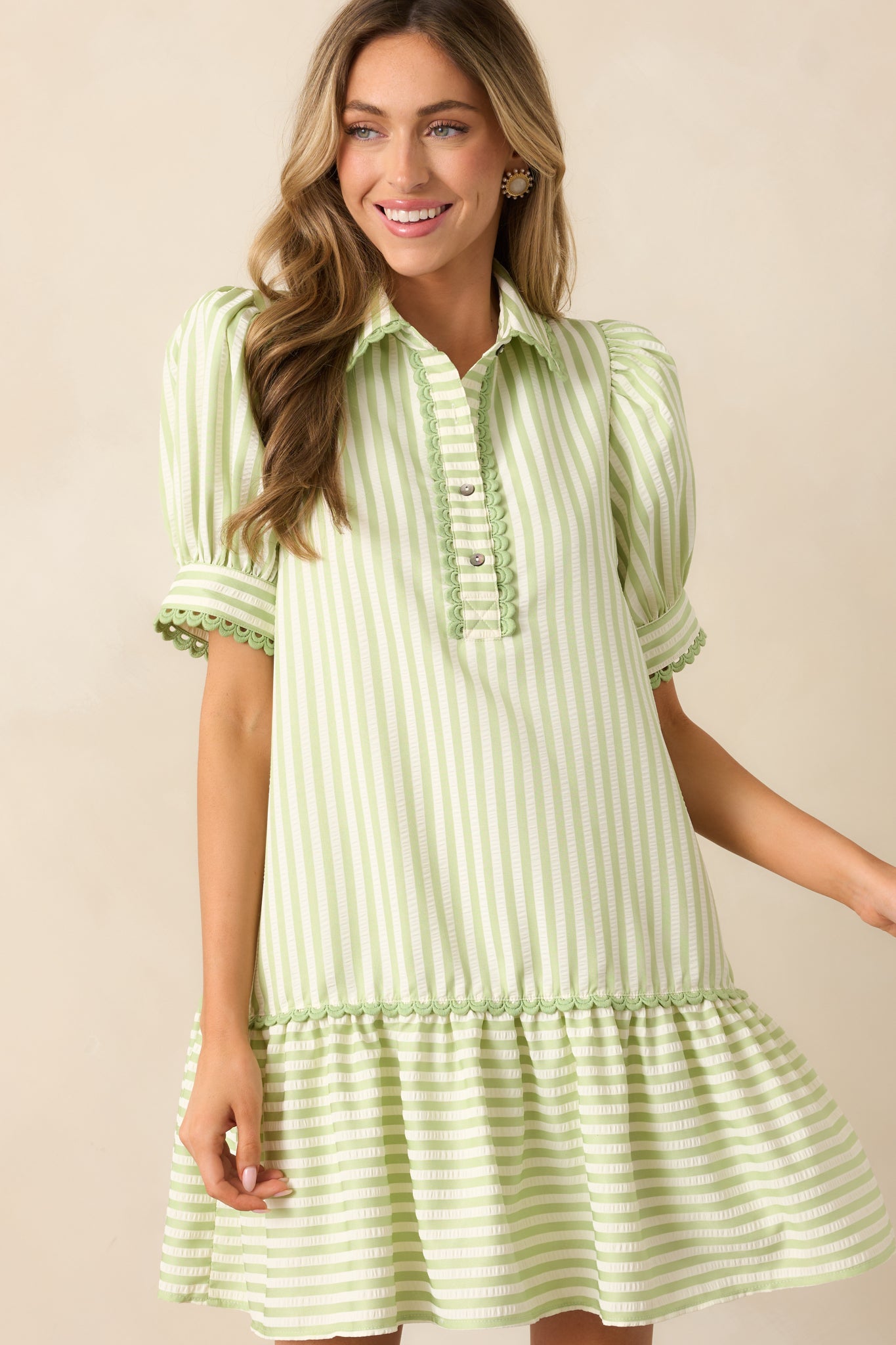 Soda Shop Sweetheart Light Green Stripe Mini Dress Soda Shop Sweetheart Light Green Stripe Mini Dress