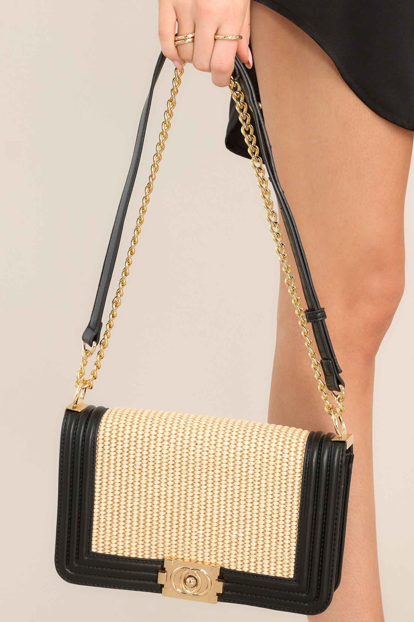 Natural & Black Convertible Handbag - All Handbags | Red Dress Natural & Black Convertible Handbag - All Handbags | Red Dress