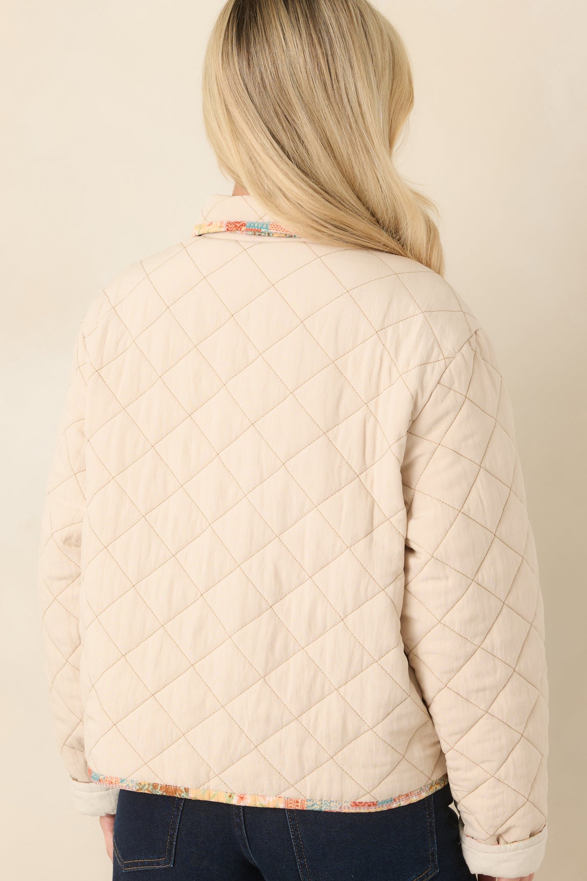 In the Morning Light Ecru Floral Appliqué Quilted Jacket