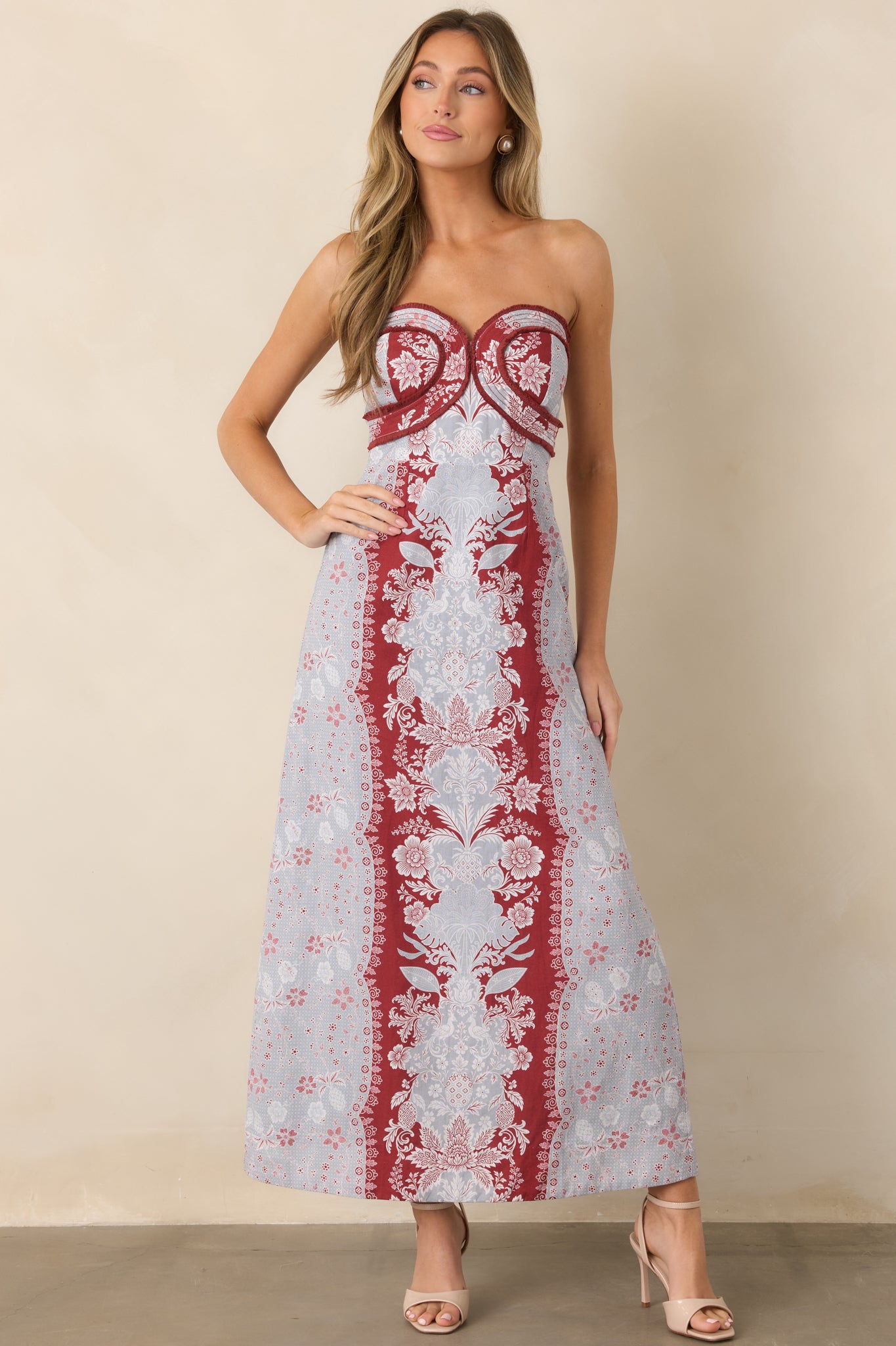 Anna Cate Hayden Frost Floral Strapless Midi Dress