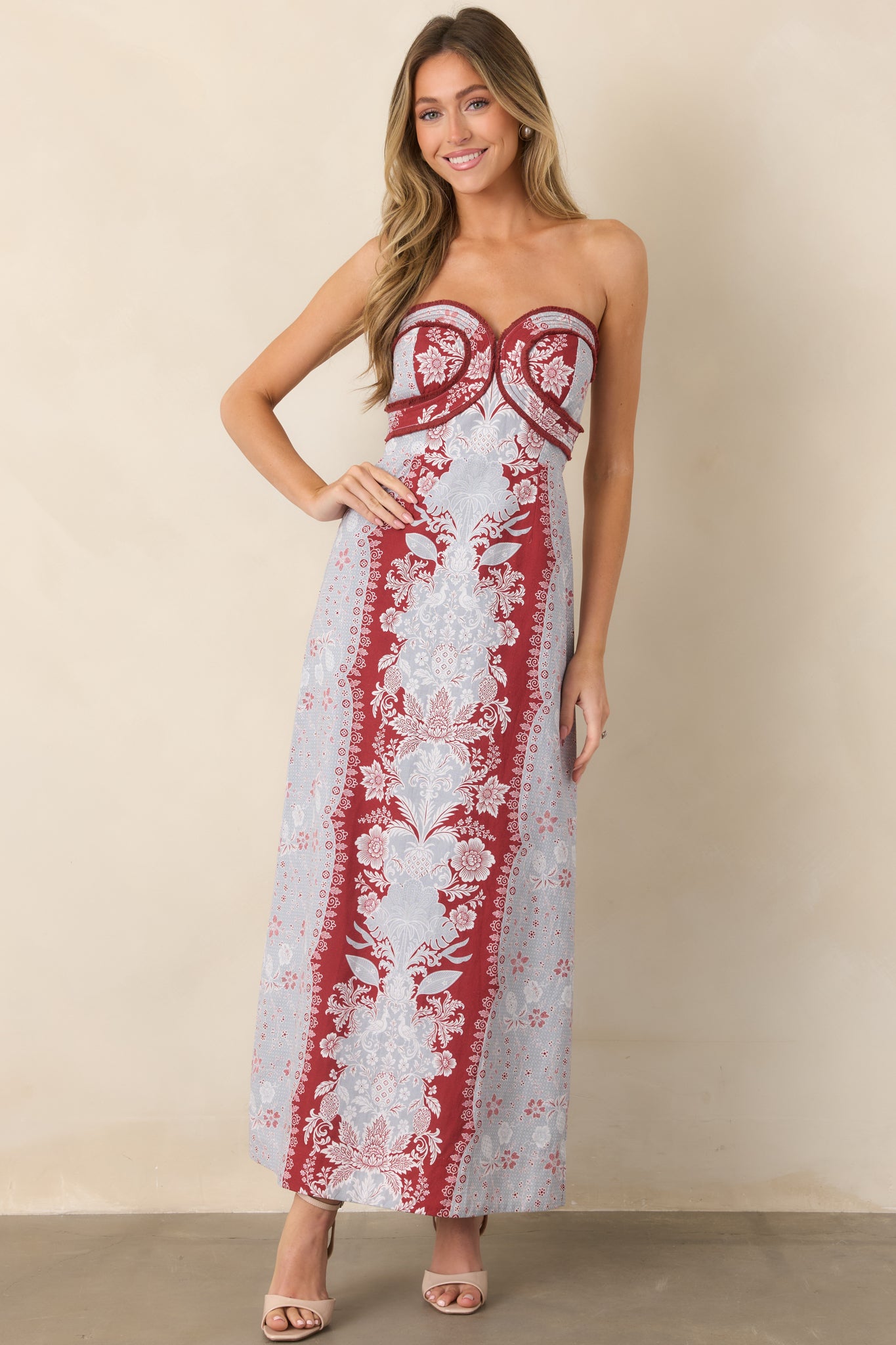 Anna Cate Hayden Frost Floral Strapless Midi Dress