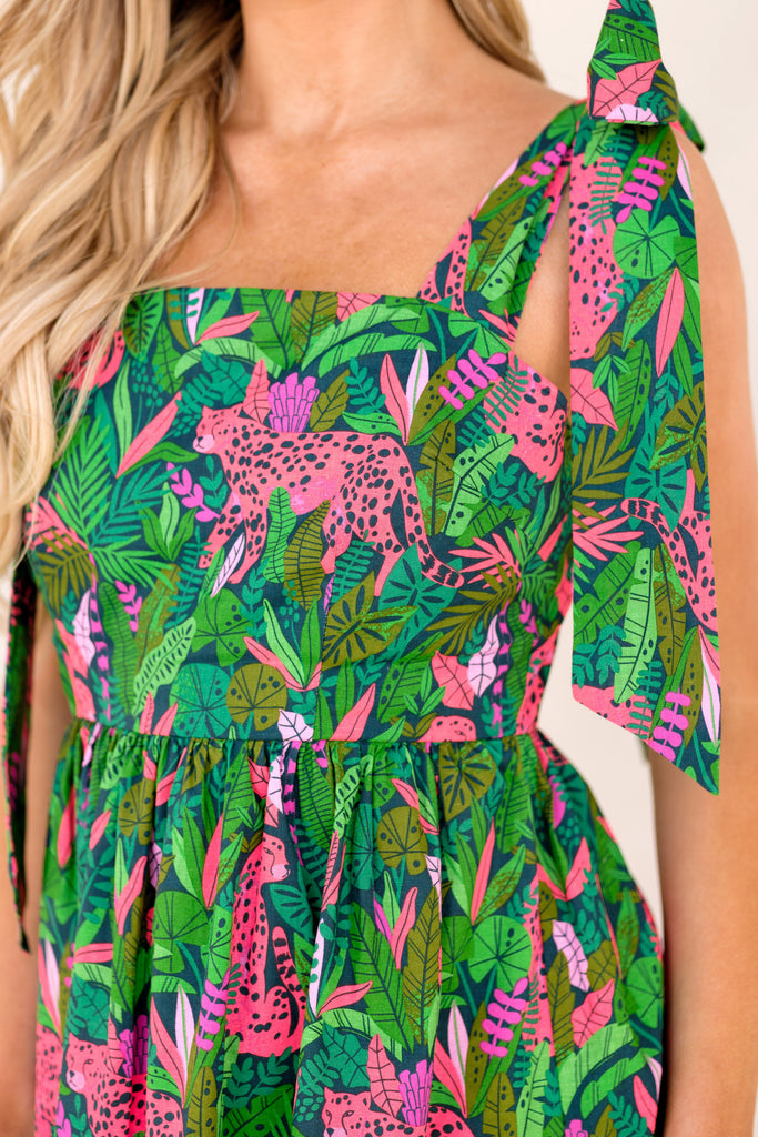 Playful Green Multi Print Dress Mini Dresses Red Dress