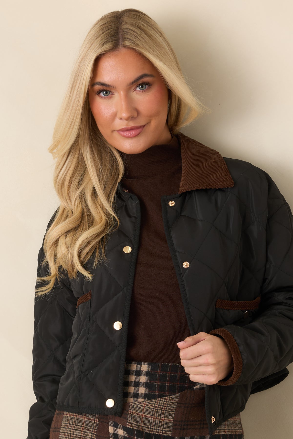 Astrid Black Whiskey Quilted Jacket