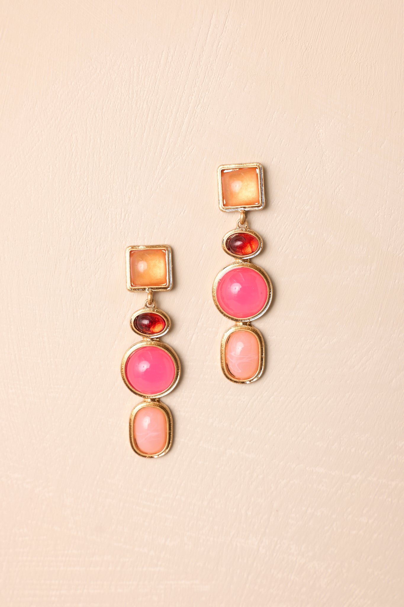 Lovely Days Pink Multi Stone Drop Earrings