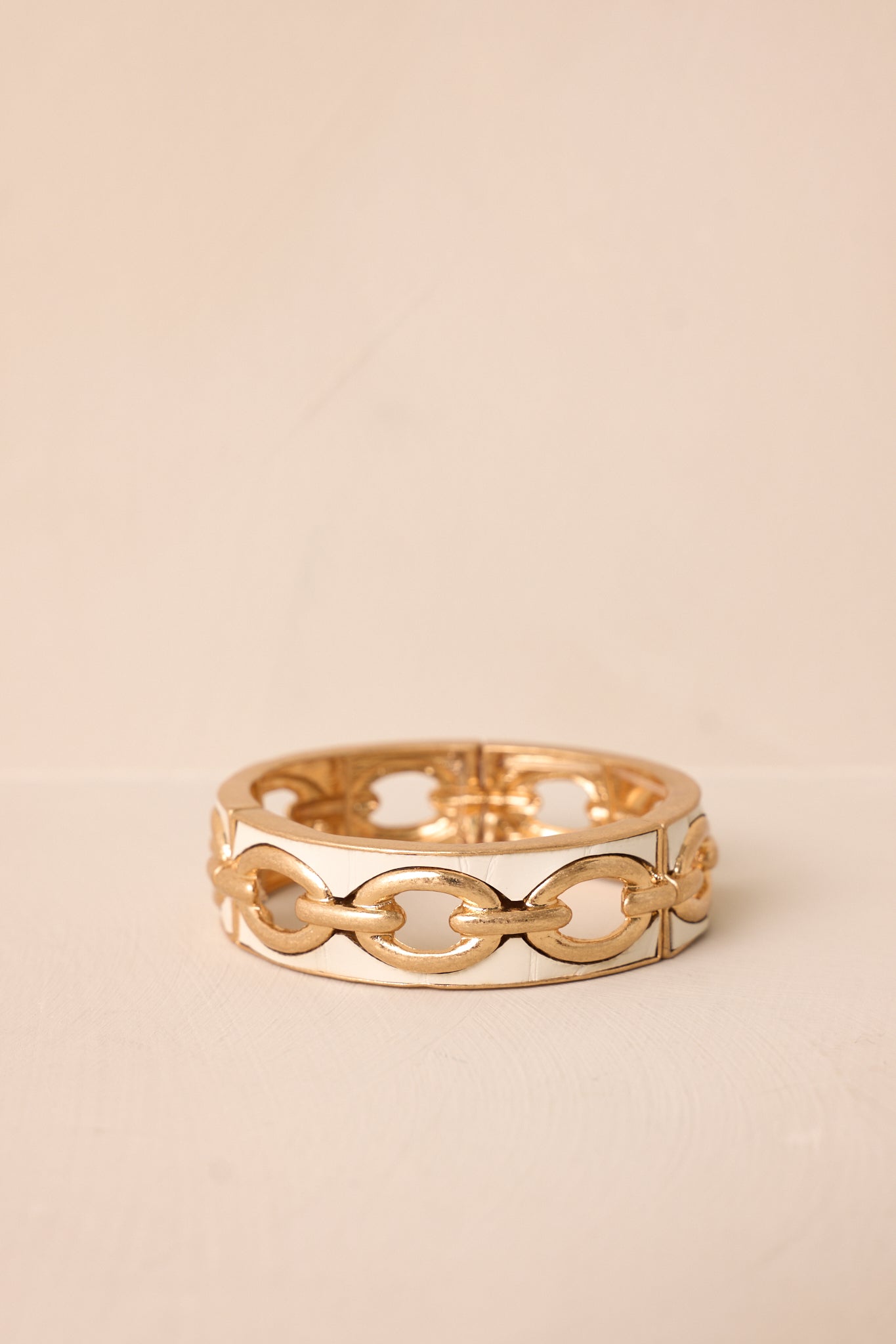 Shifting Stars Gold & Ivory Faux Leather Link Bracelet