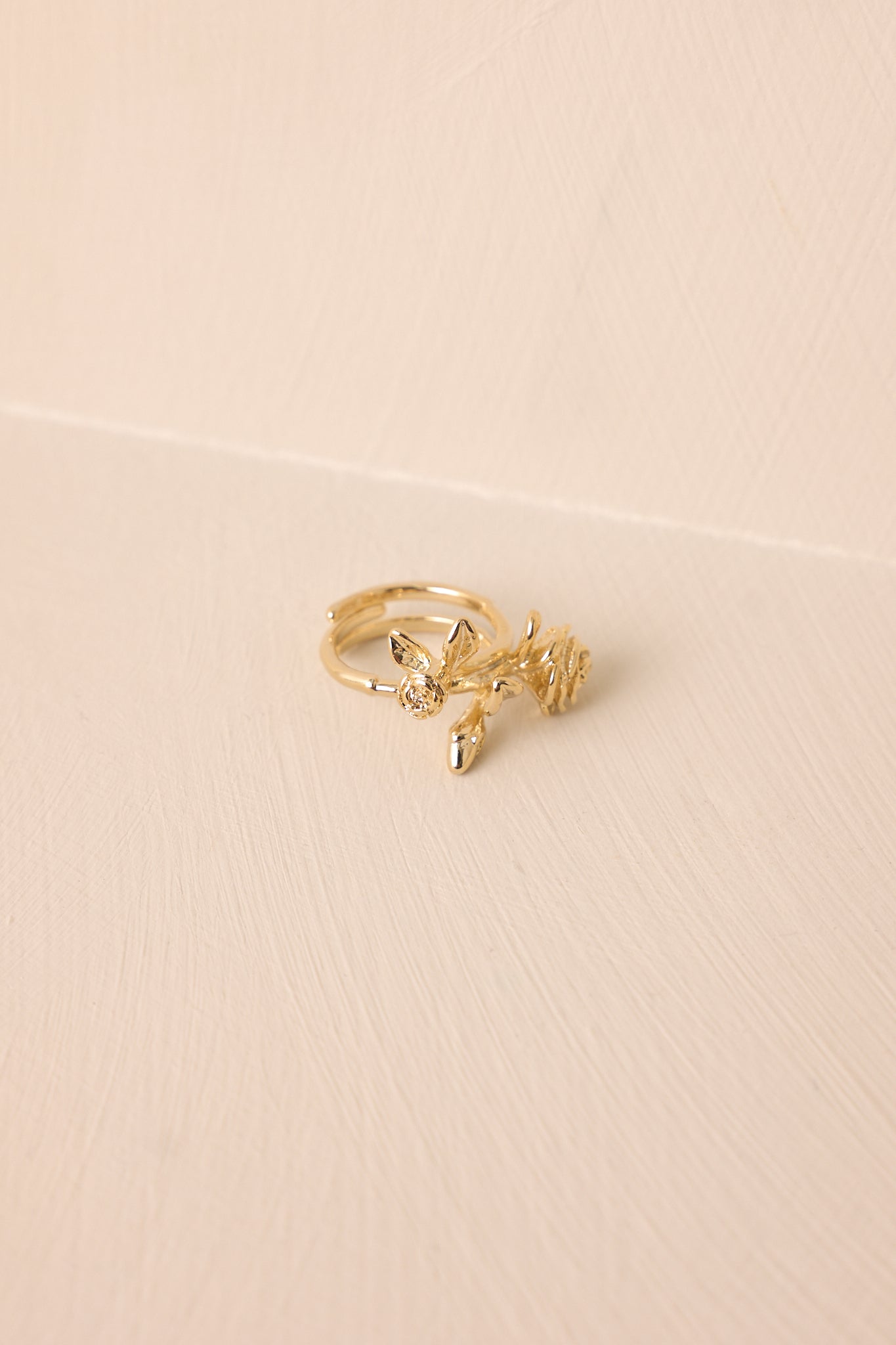 Midnight Ball Gold Adjustable Rose Ring