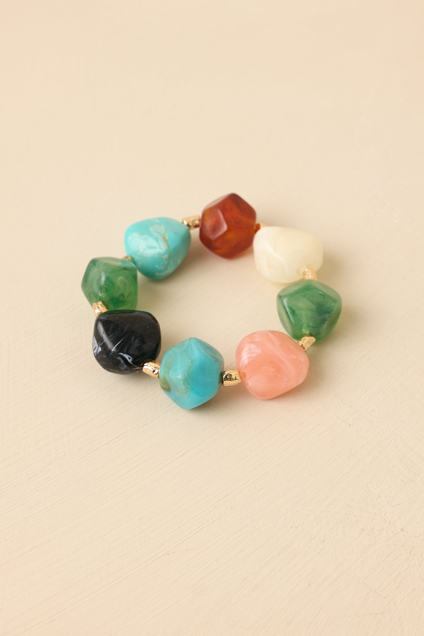 Color Theory Multi Mixed Gem Stretch Statement Bracelet