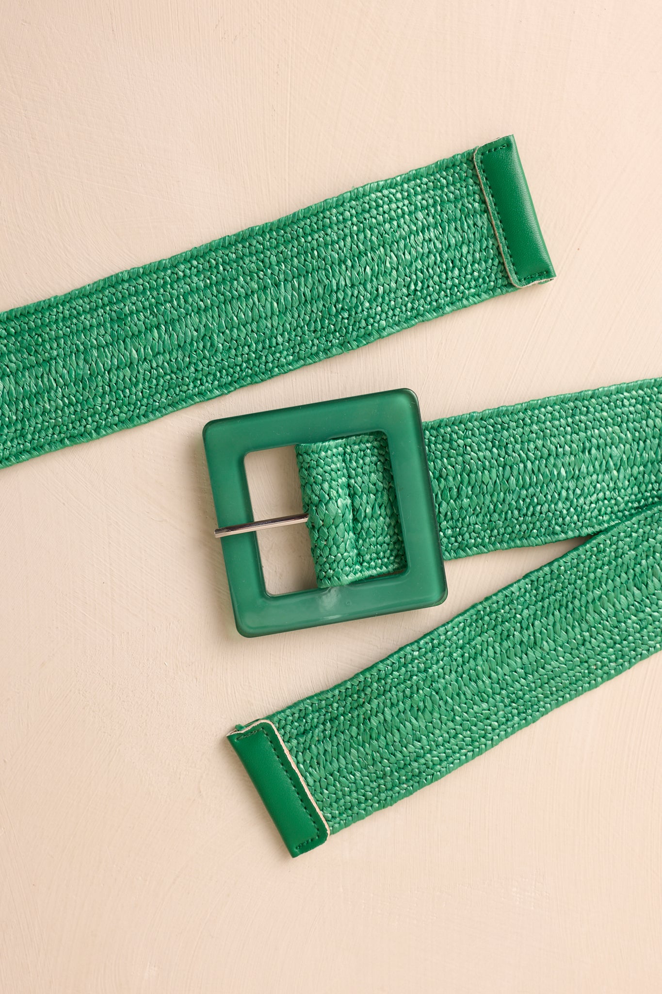 Everything Falls Into Place Kelly Green Woven Straw Belt