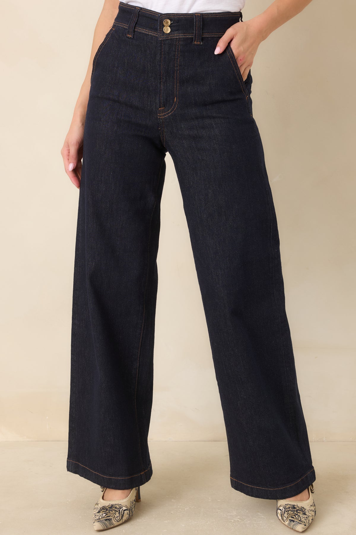 Z Supply The Atelier Dark Wash High-Rise Denim Trousers