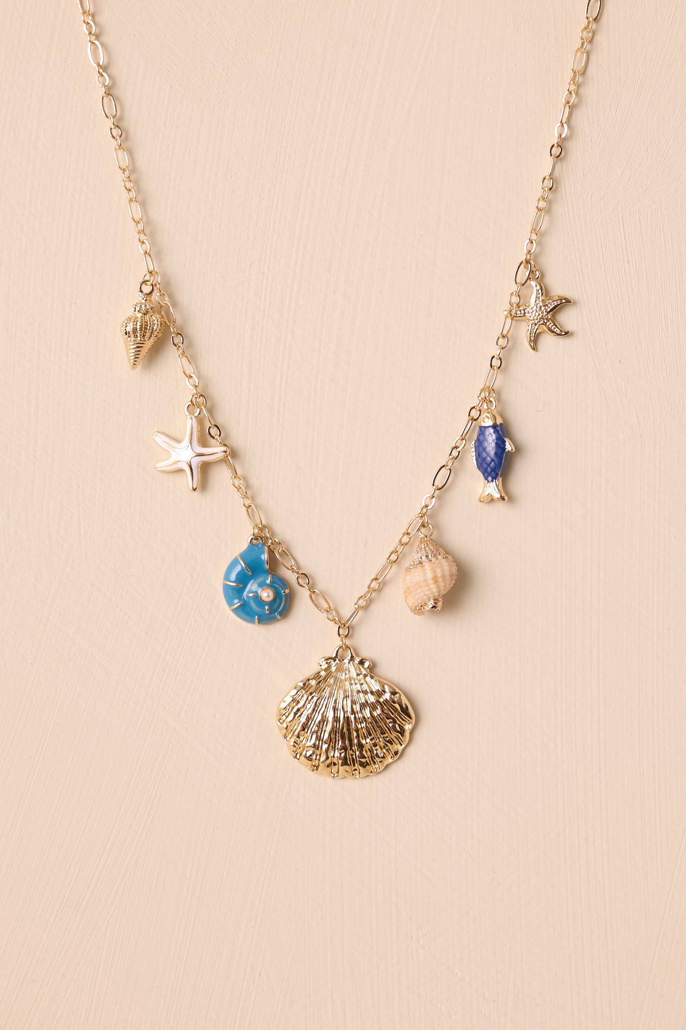 Whispering Tides Blue Coastal Charm Necklace
