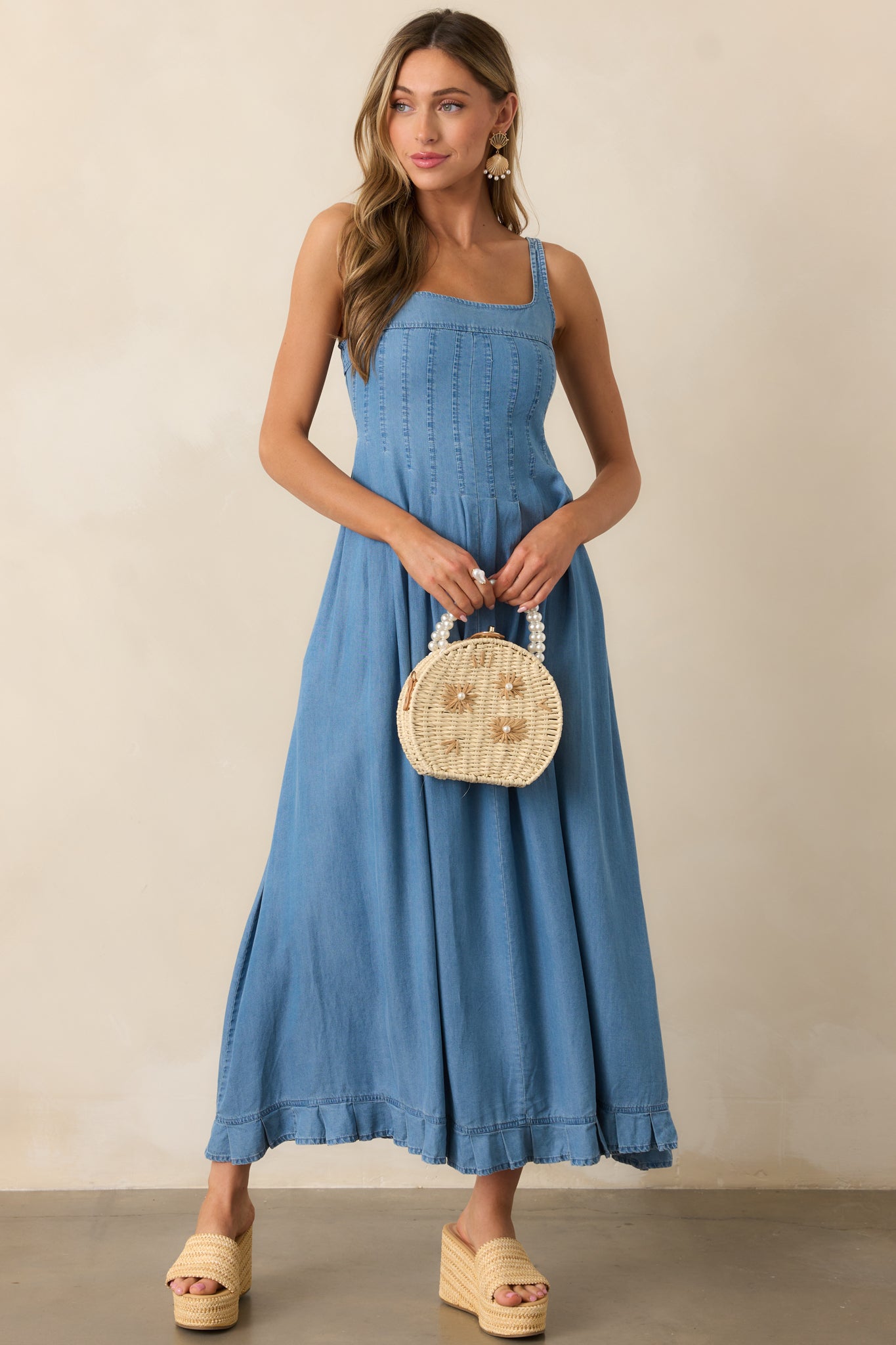 Chambray Blue Maxi Dress - All Dresses | Red Dress Chambray Blue Maxi Dress - All Dresses | Red Dress