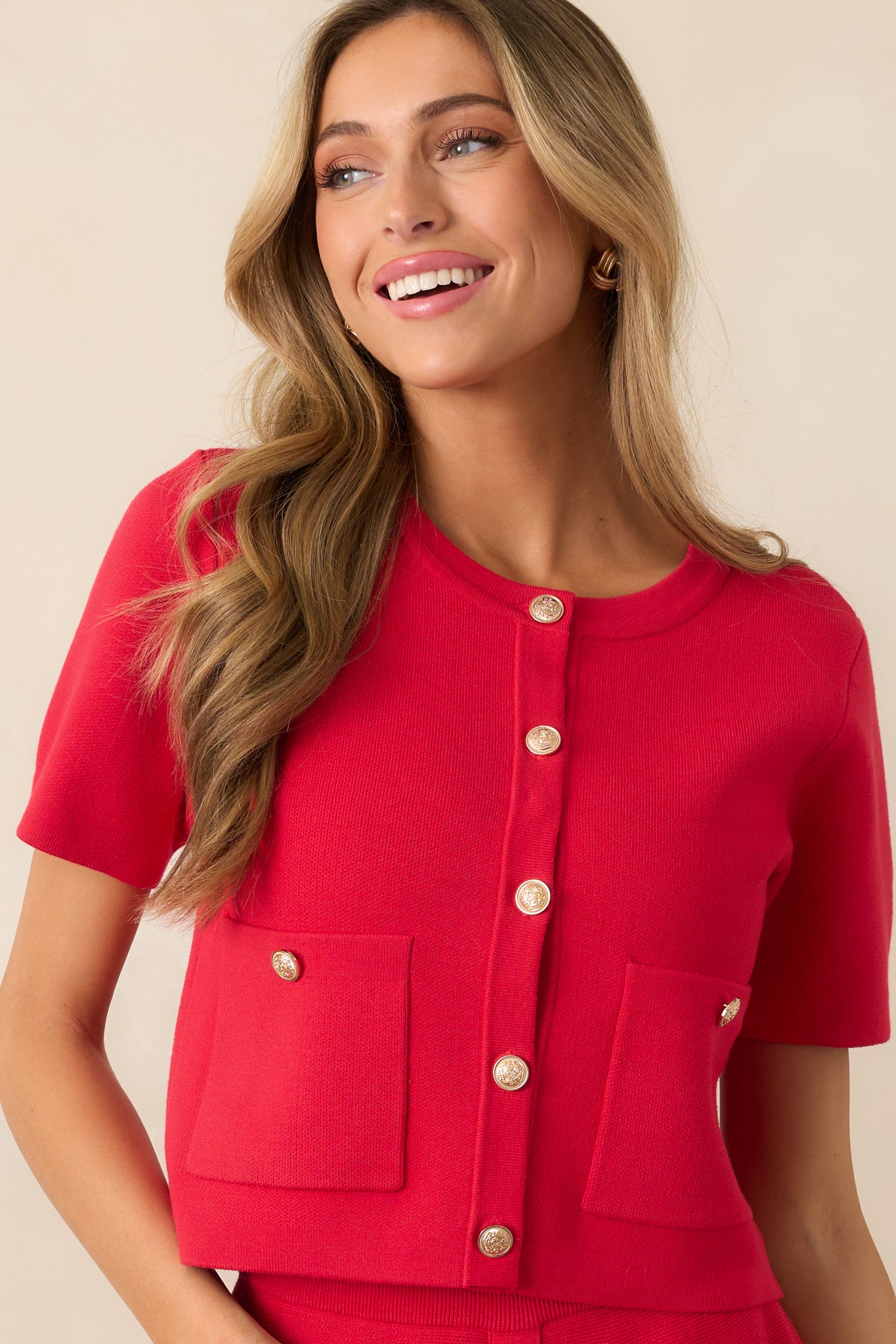 The Picture Of Perfection Red Short Sleeve Cardigan