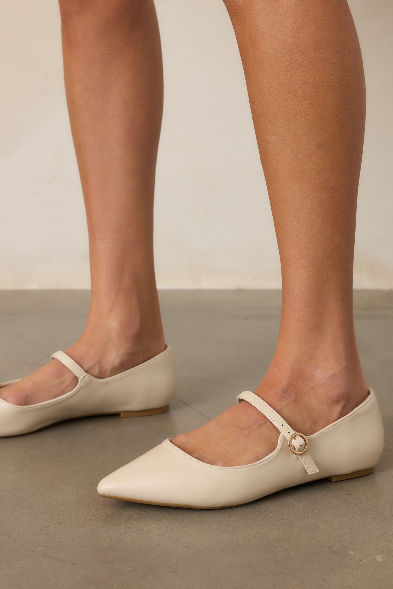 Right Where She Stands Ivory Pointed-Toe Mary Jane Flats Right Where She Stands Ivory Pointed-Toe Mary Jane Flats