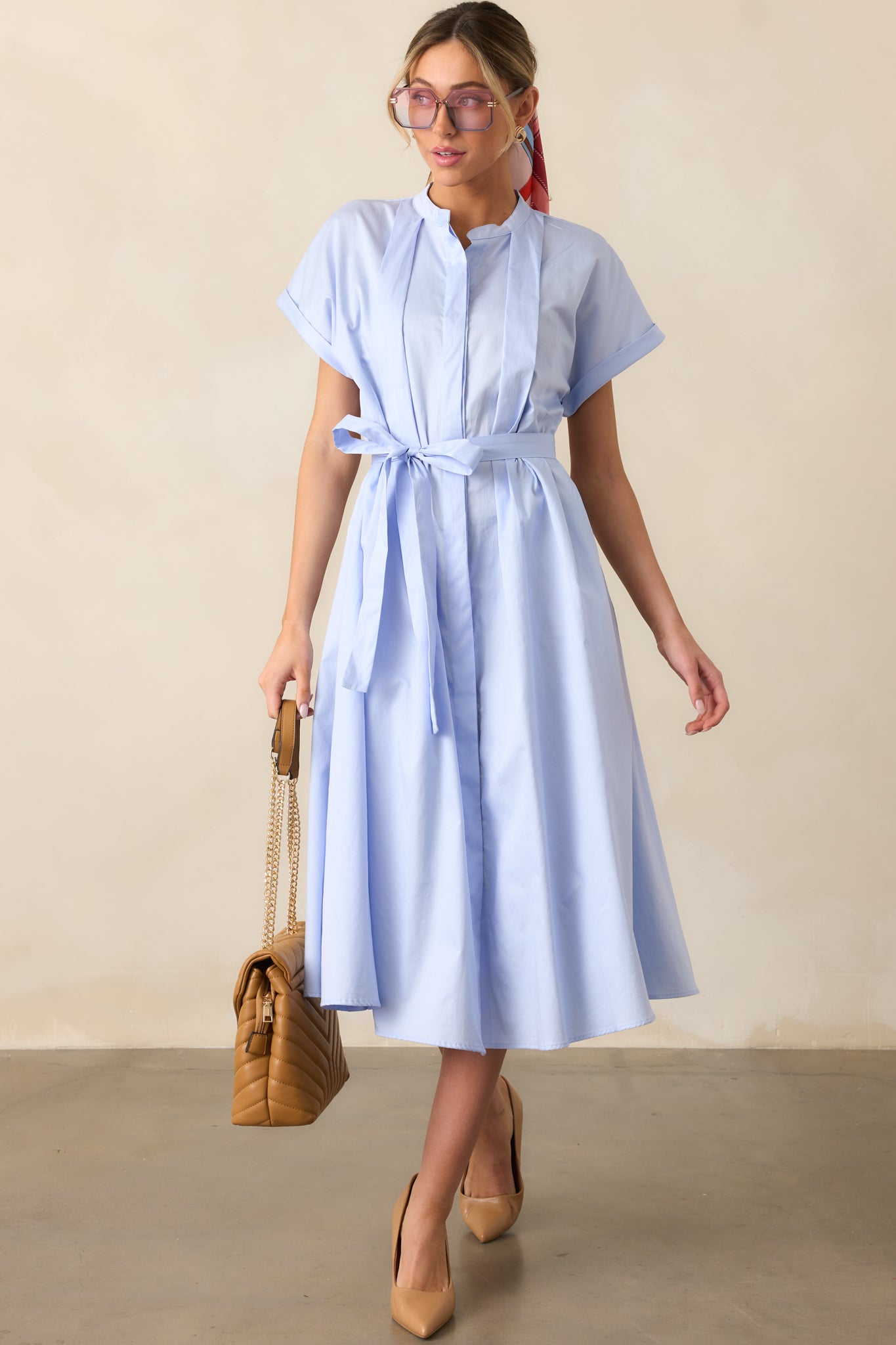 Cotton Button Front Midi Dress - All Dresses | Red Dress Cotton Button Front Midi Dress - All Dresses | Red Dress