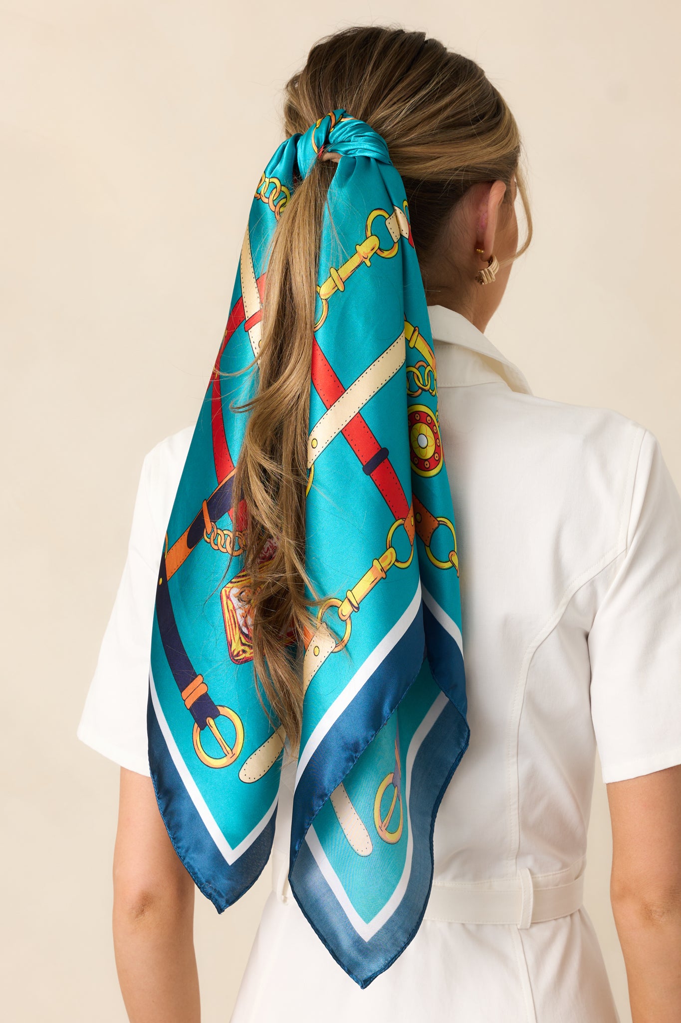 Teal Multi Print Satin Scarf - All Accessories | Red Dress Teal Multi Print Satin Scarf - All Accessories | Red Dress