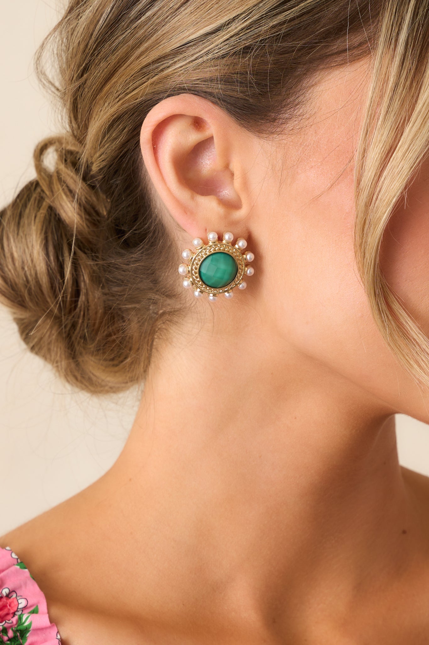 Green & Gold Textured Earrings - All Jewelry | Red Dress Green & Gold Textured Earrings - All Jewelry | Red Dress
