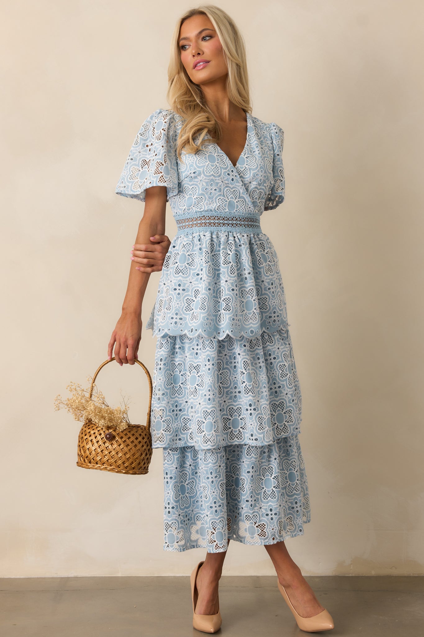 Attending A Gala Blue Floral Embroidered Maxi Dress Attending A Gala Blue Floral Embroidered Maxi Dress