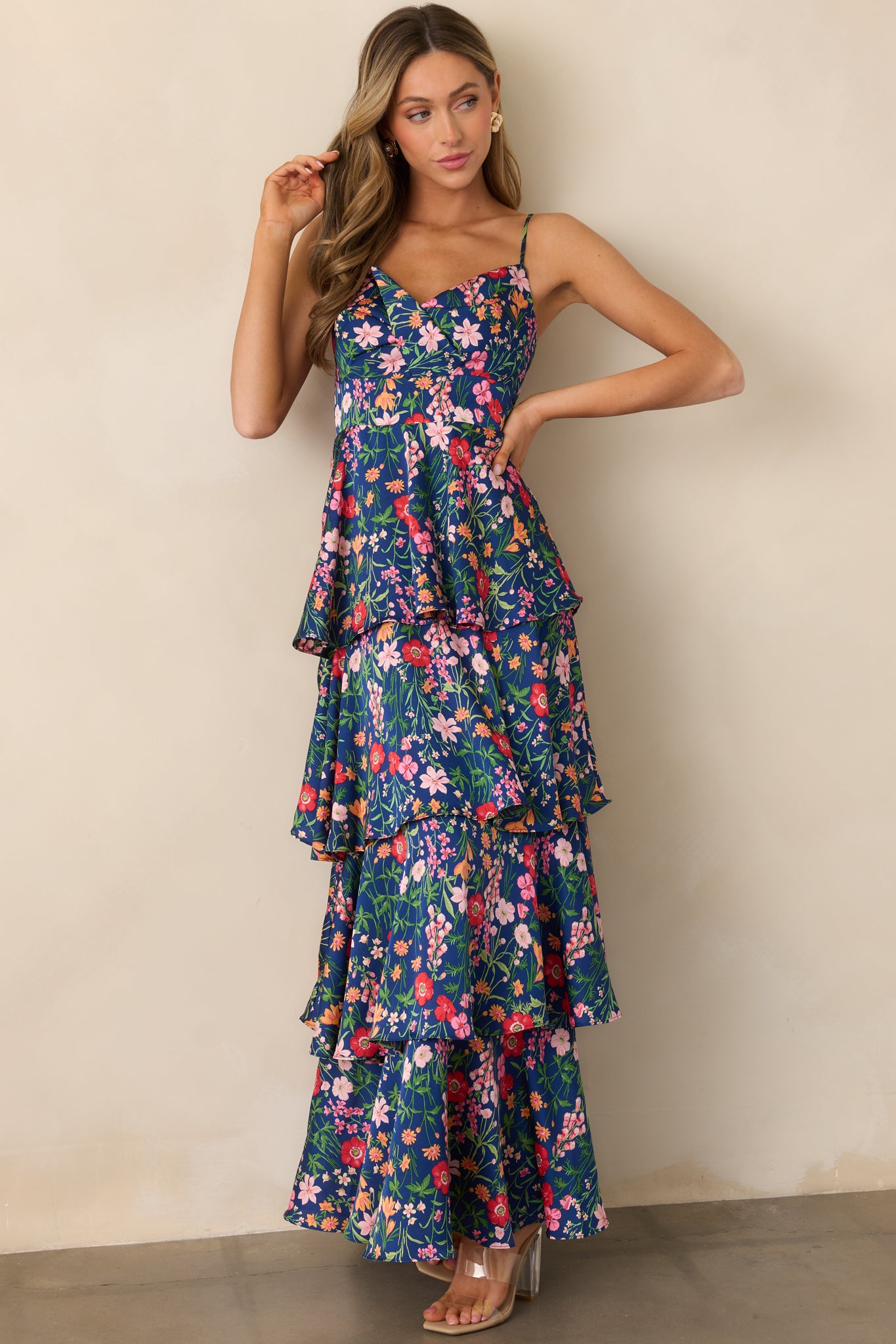 Navy Floral Tiered Maxi Dress - Floral Dresses | Red Dress Navy Floral Tiered Maxi Dress - Floral Dresses | Red Dress
