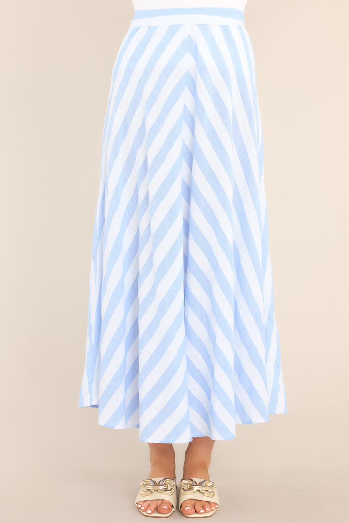 Flowing Blue & White Striped Maxi Skirt All Skirts Red Dress