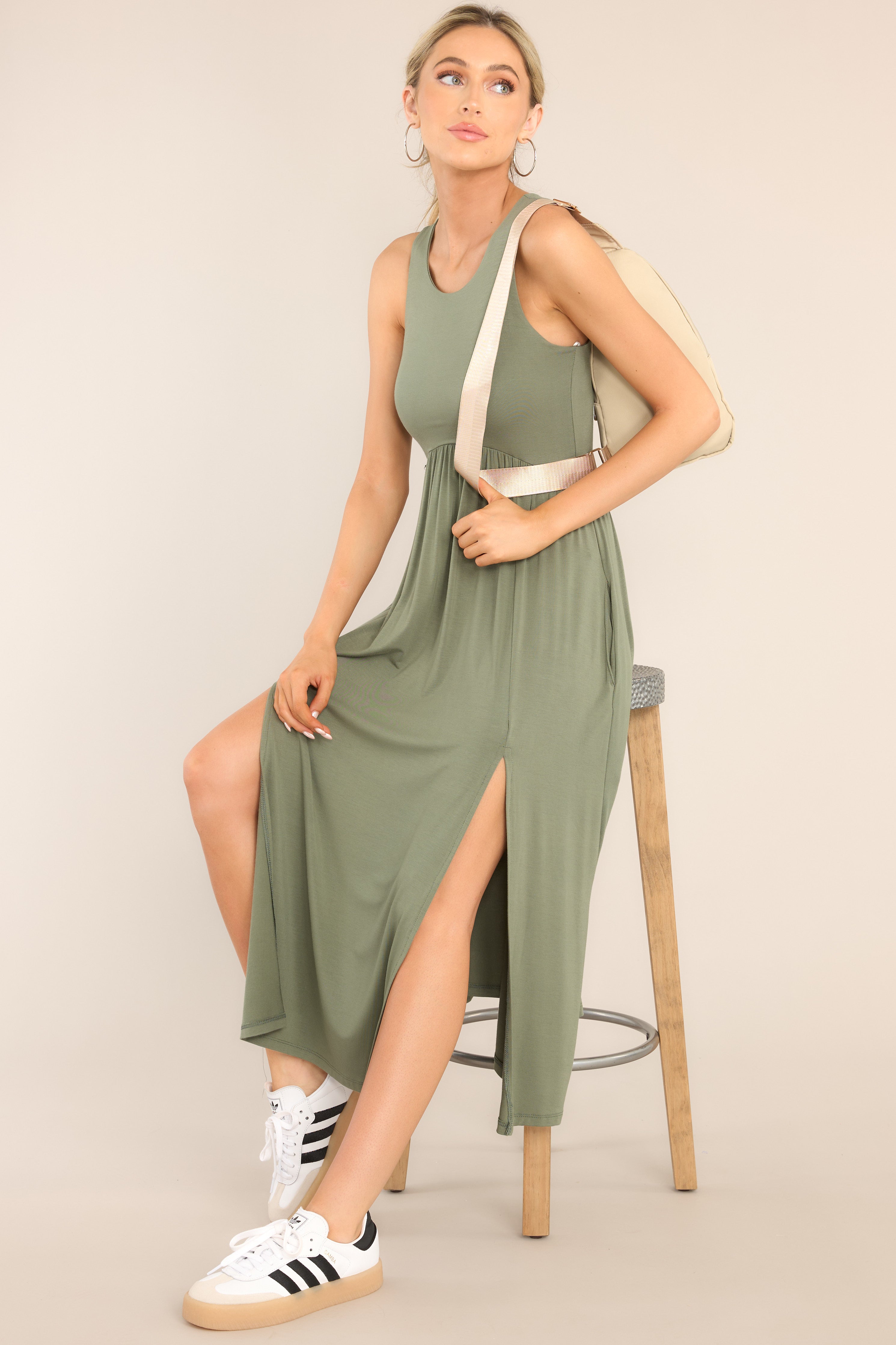 Relaxed Olive Green Midi Dress - All Dresses | Red Dress Relaxed Olive Green Midi Dress - All Dresses | Red Dress