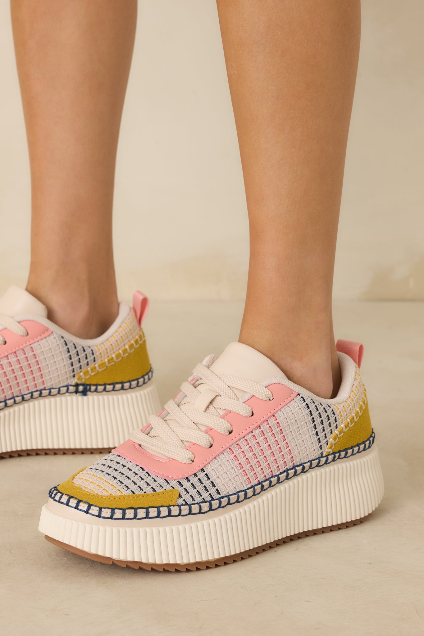 knit dress sneakers Women's Step Into It White Textured Knit Platform Sneakers | Size: 10