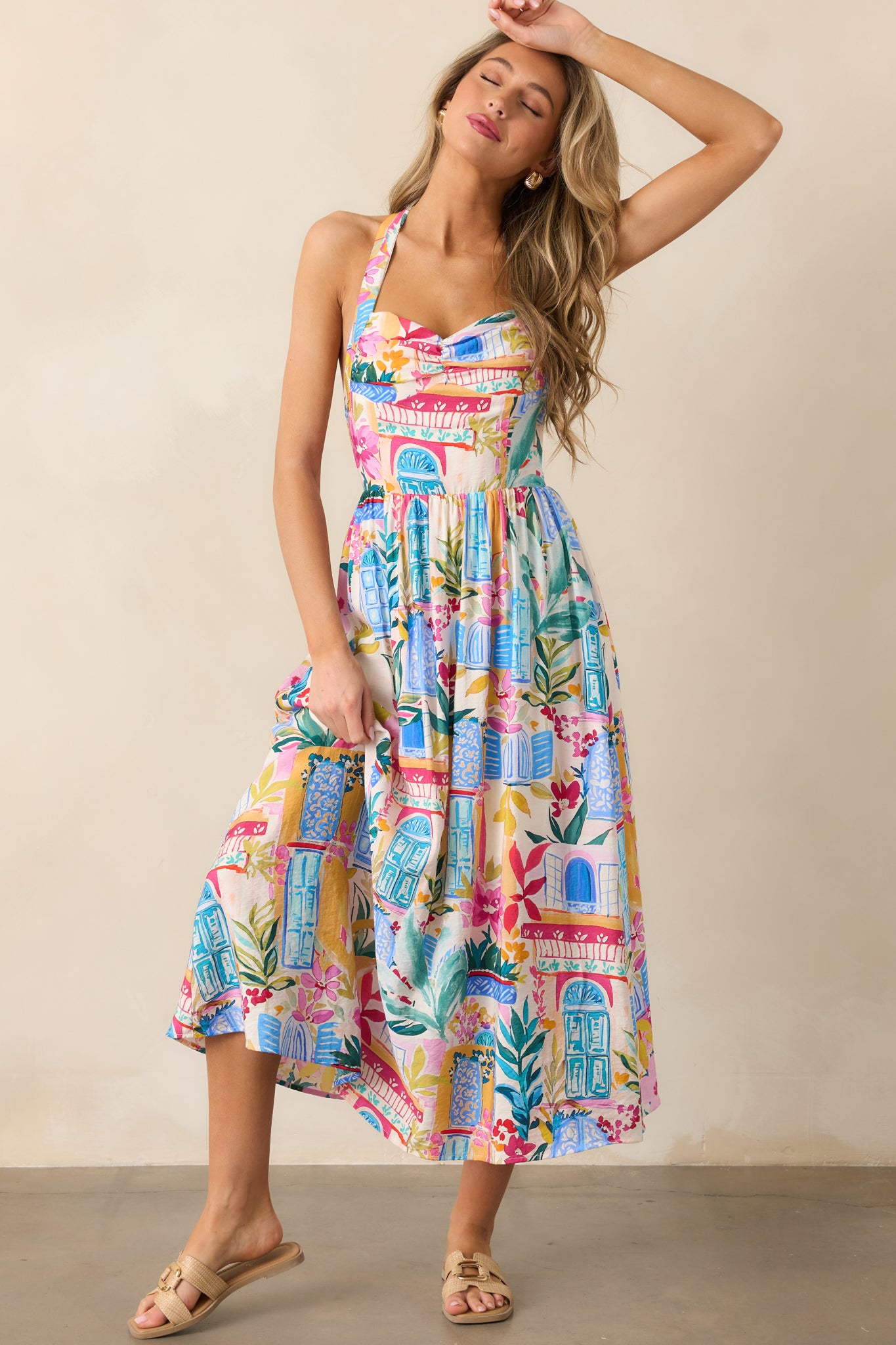 Blue Multi Tropical Print Maxi Dress - All Dresses | Red Dress Blue Multi Tropical Print Maxi Dress - All Dresses | Red Dress
