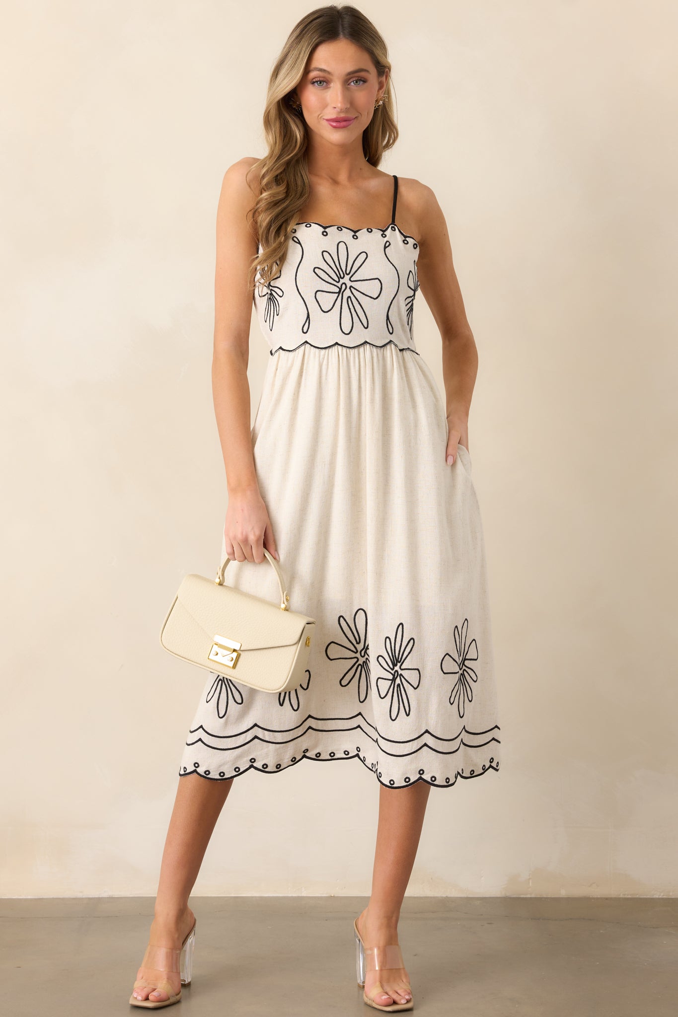 Natural Linen Midi Dress - All Dresses | Red Dress Natural Linen Midi Dress - All Dresses | Red Dress