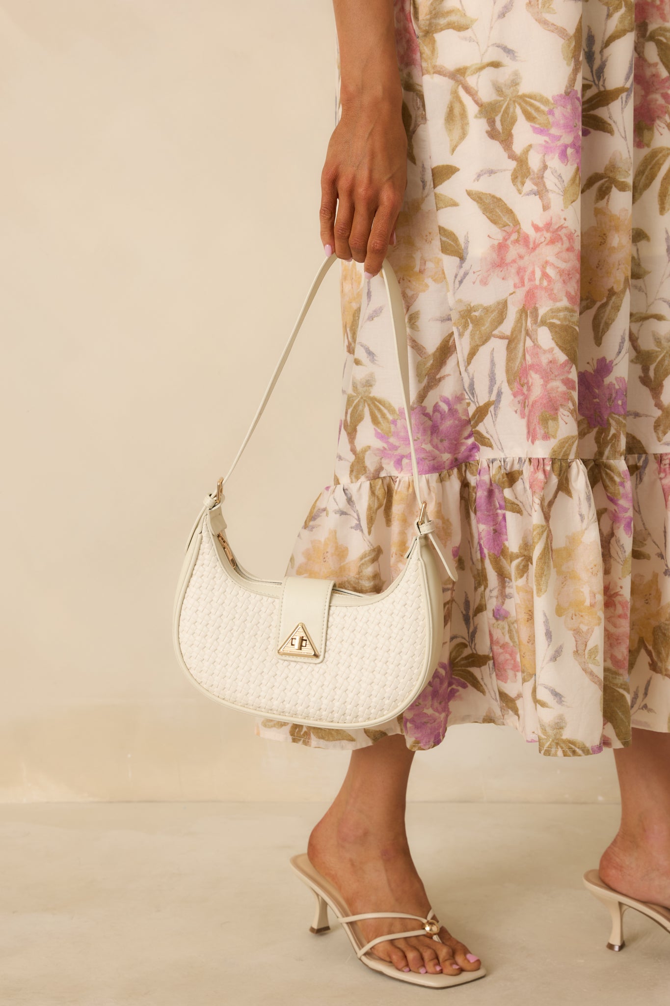 Trust Me On This One White Woven Faux Leather Handbag