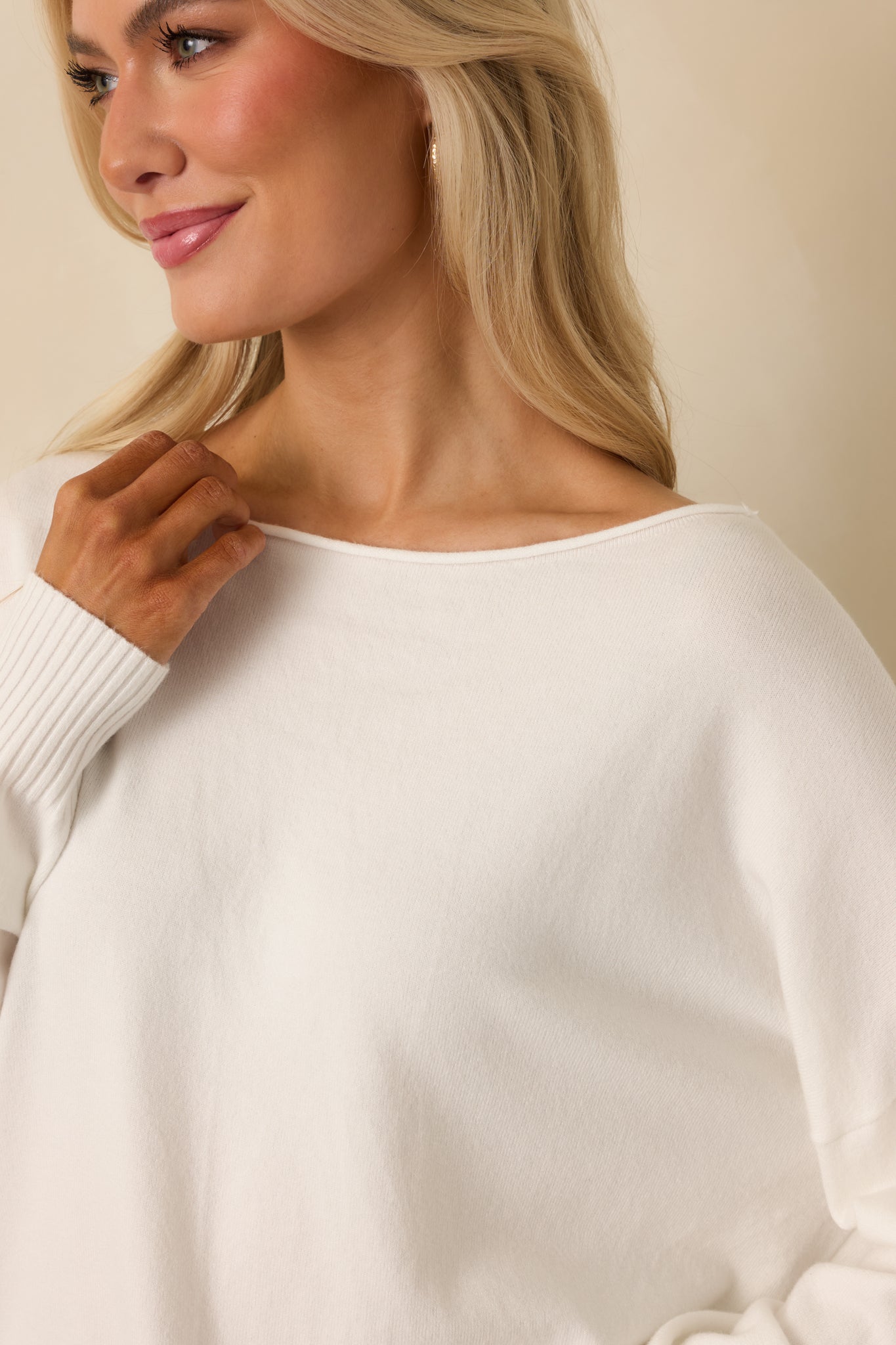 Easy As Ever White Knit Scoop Neck Sweater