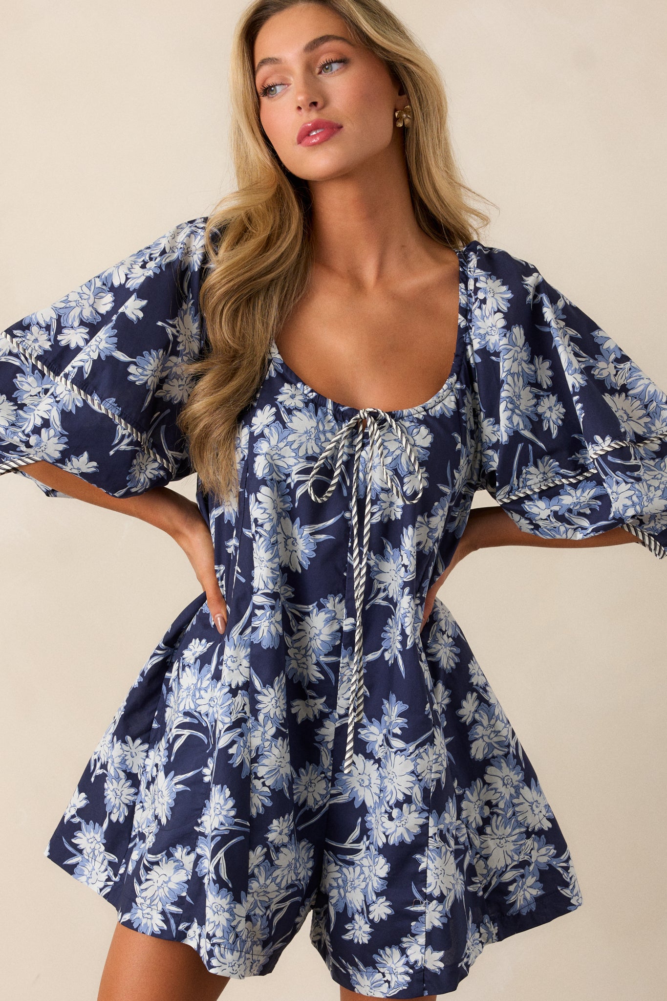 Awaiting Love Cotton Navy Floral Romper Awaiting Love Cotton Navy Floral Romper