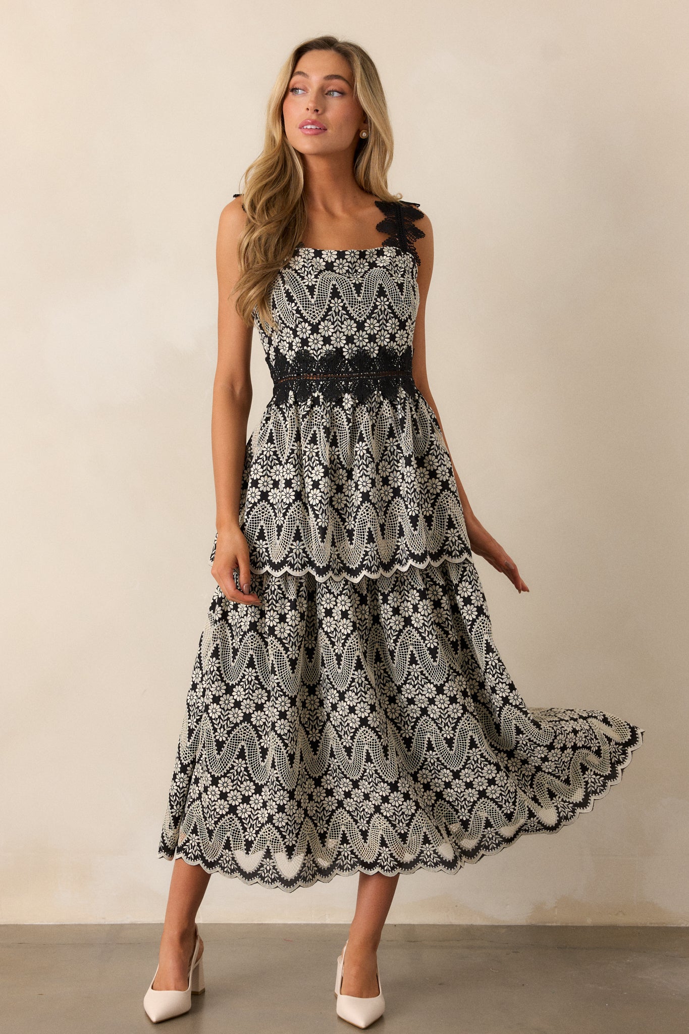 Mysteries Of The Night Black Eyelet Midi Dress Mysteries Of The Night Black Eyelet Midi Dress