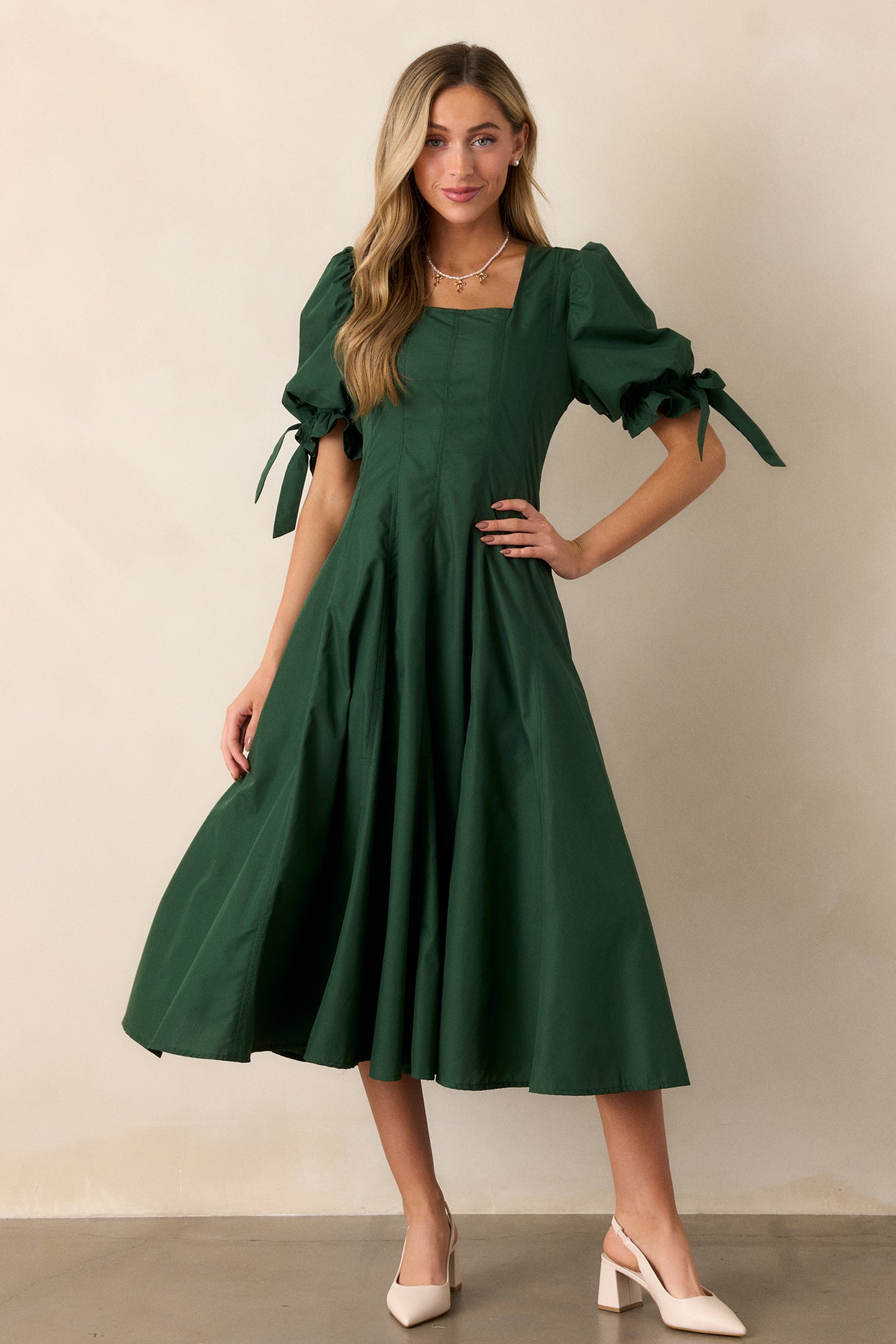100% Cotton Green Midi Dress All Dresses Red Dress