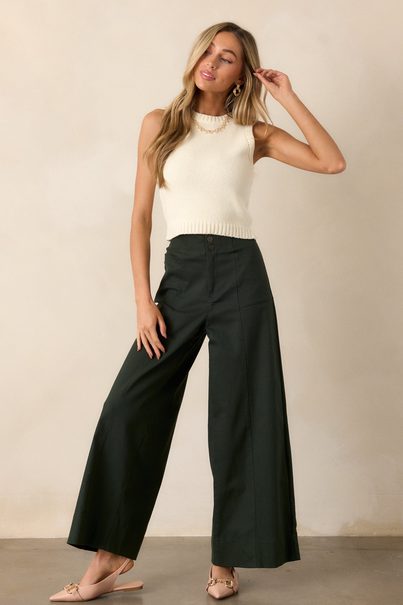 Forest Green Wide Leg Pants - All Bottoms | Red Dress Forest Green Wide Leg Pants - All Bottoms | Red Dress