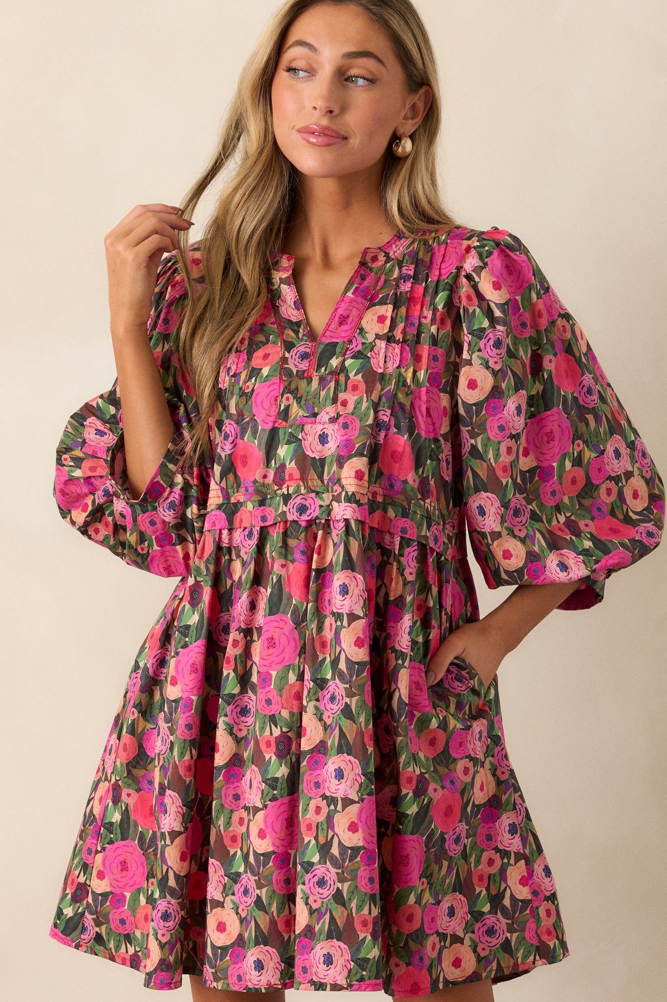pink floral dress casual Romantic Pink Floral Ruffle Layered Summer Casual Dress with Cardigan