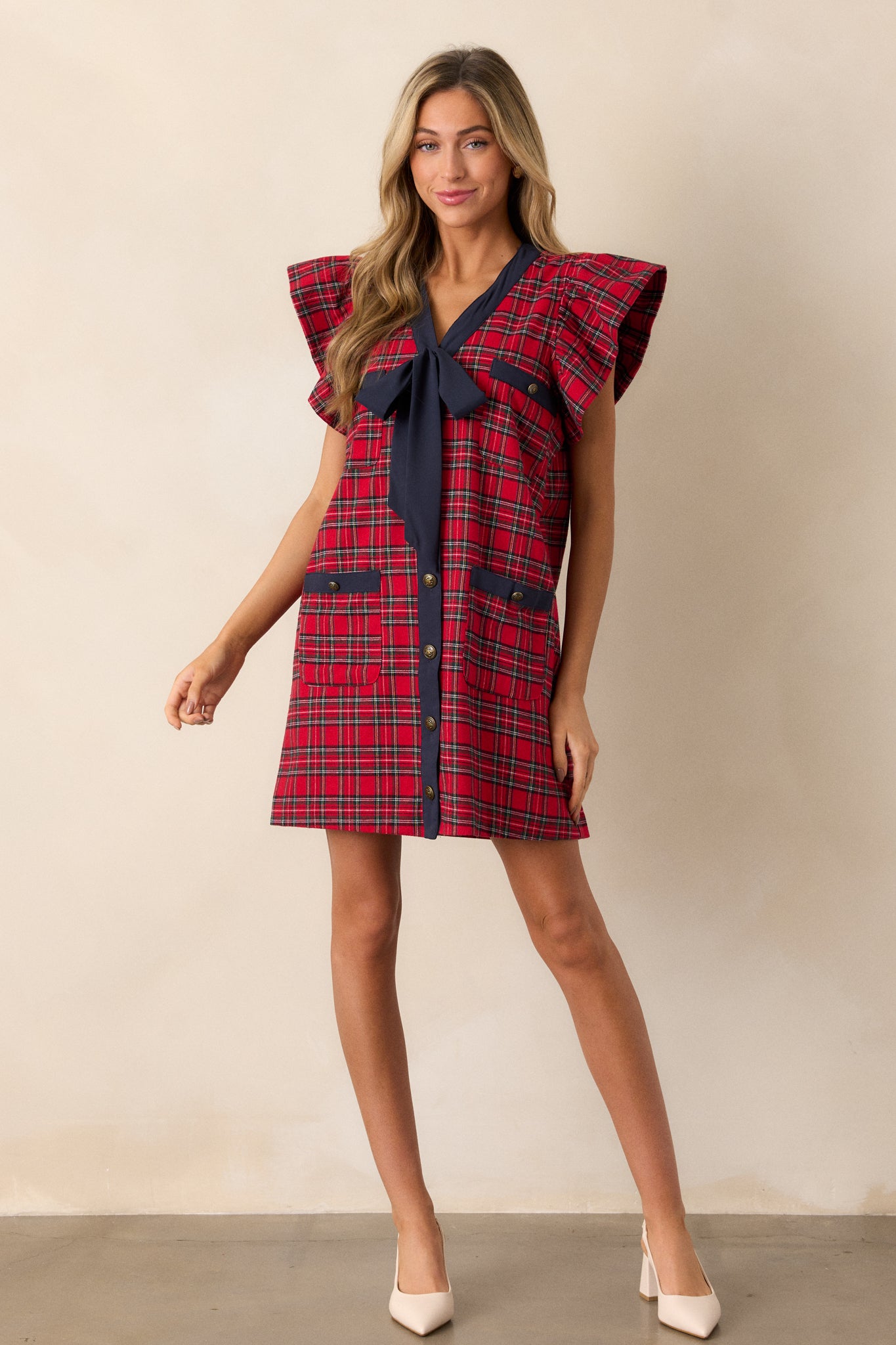 100% Cotton Red Plaid Mini Dress - All Dresses | Red Dress 100% Cotton Red Plaid Mini Dress - All Dresses | Red Dress