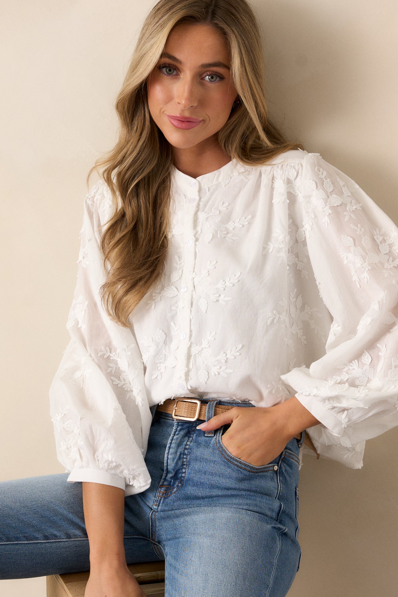 white dress blouse long sleeve Midi A-line Wedding Dress Filici With Long Sleeve Blouse 8 US (40 EU) / Off-white