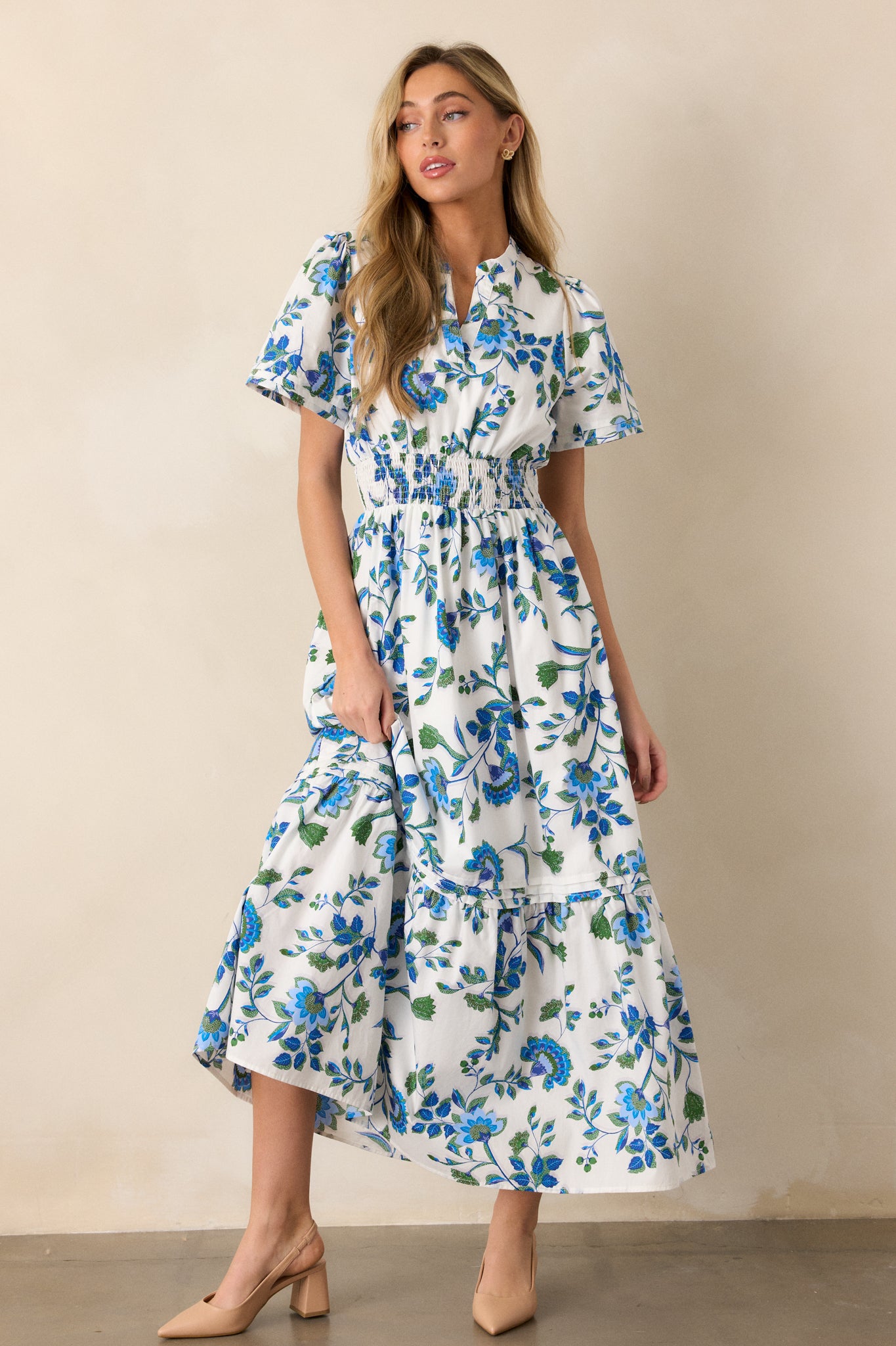 100% Cotton Blue Floral Maxi Dress - All Dresses | Red Dress 100% Cotton Blue Floral Maxi Dress - All Dresses | Red Dress