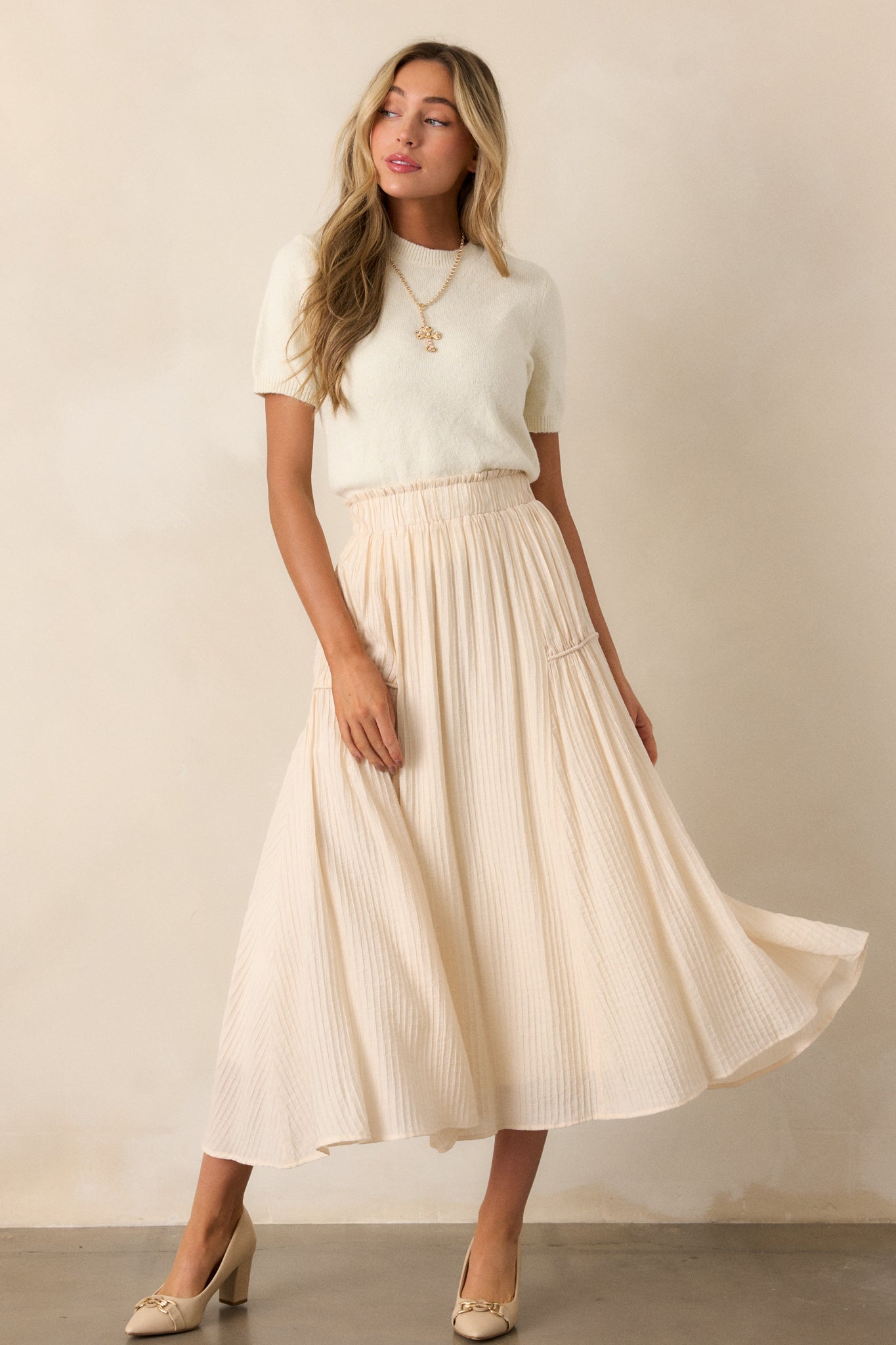 Flowing Beige Maxi Skirt All Skirts Red Dress