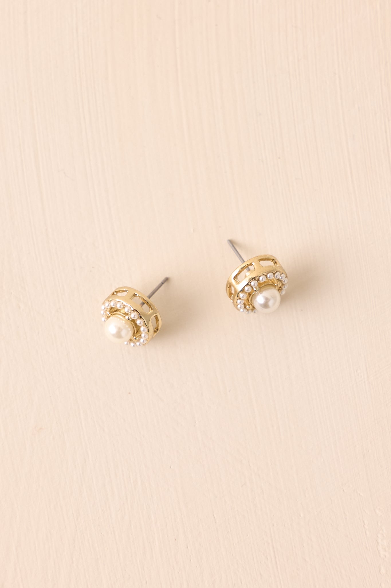 Slowly But Surely Ivory Pearl Gold Stud Earrings