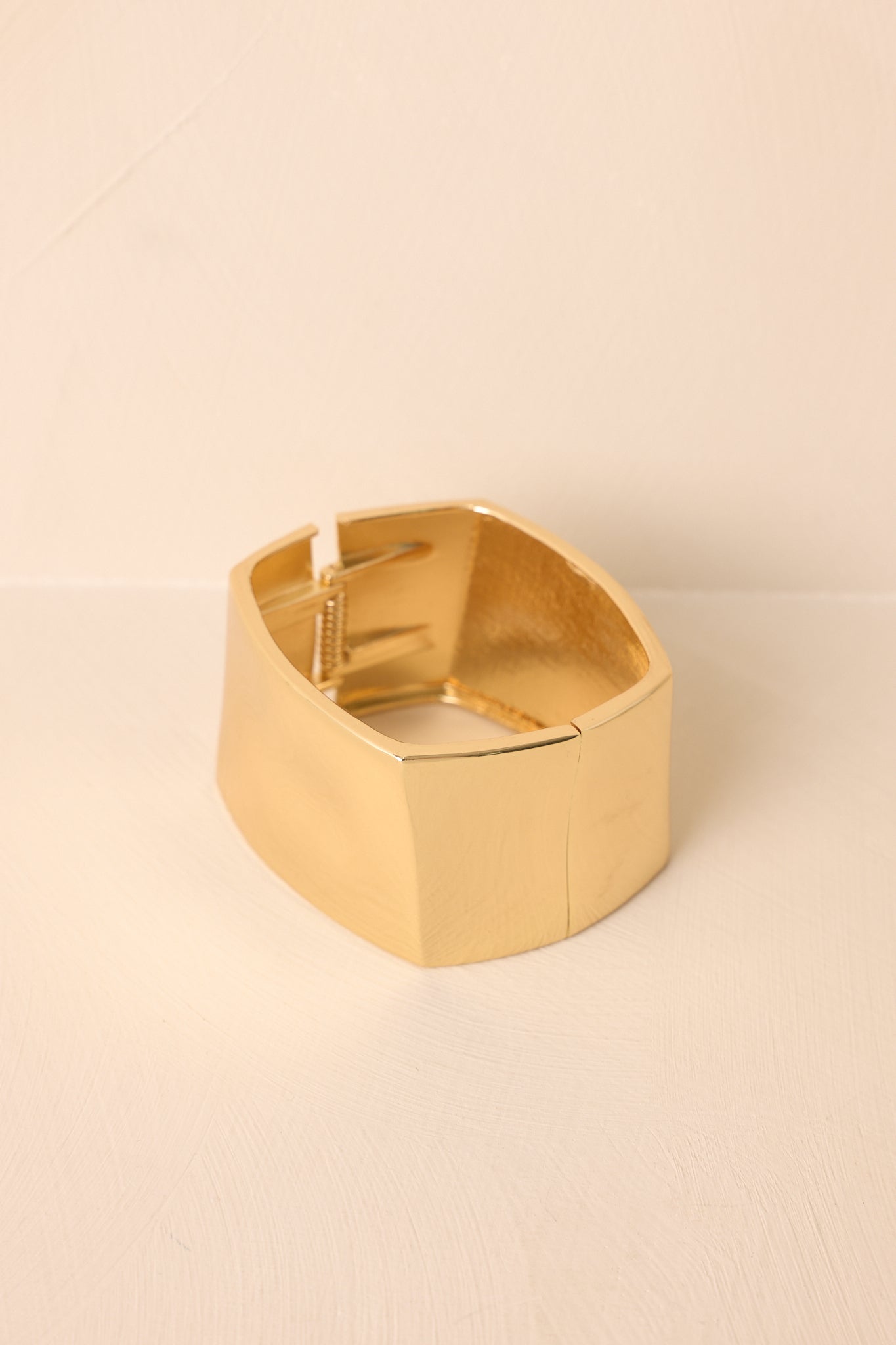 On My Schedule Gold Hinged Cuff Bracelet