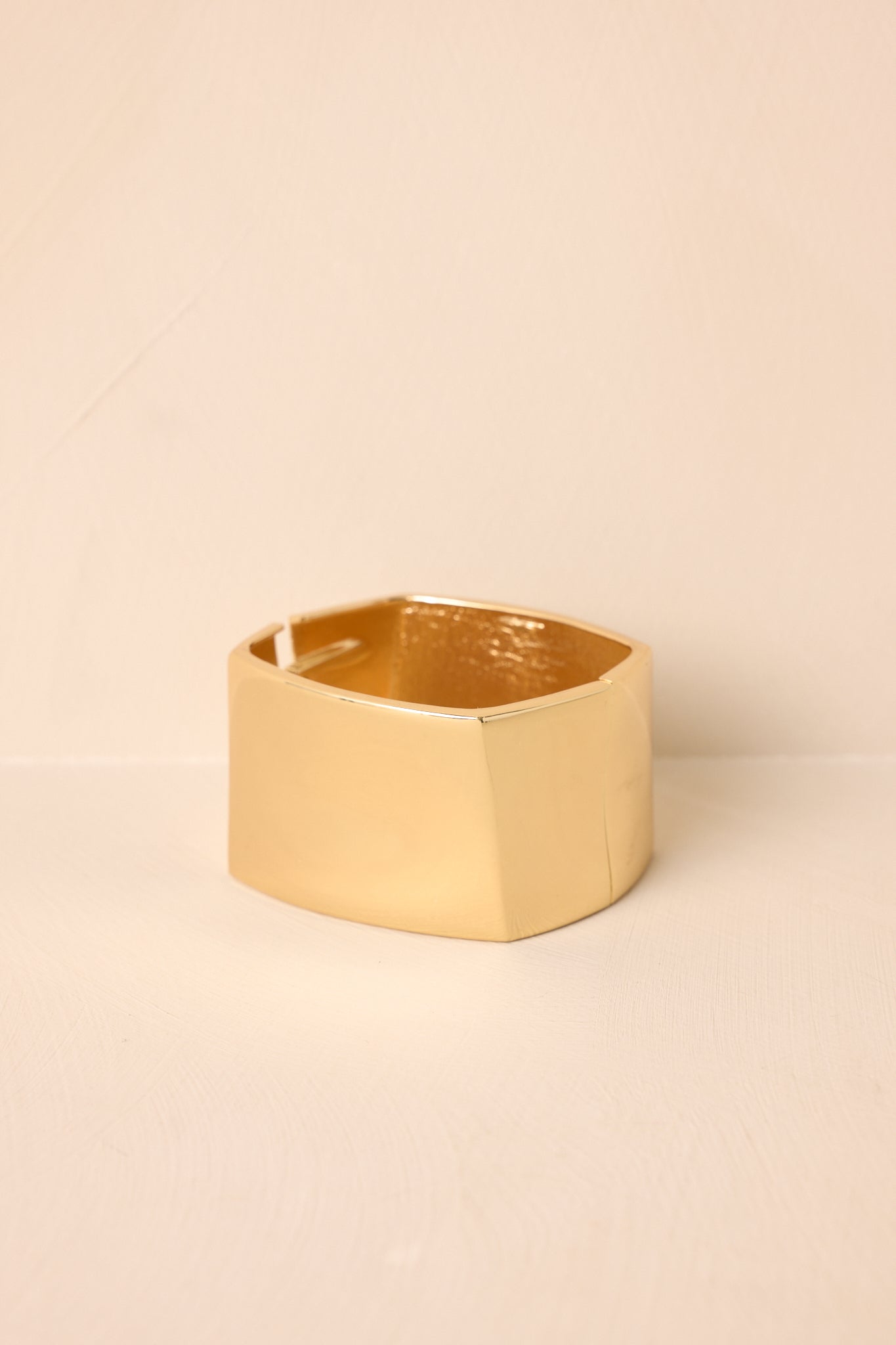 On My Schedule Gold Hinged Cuff Bracelet