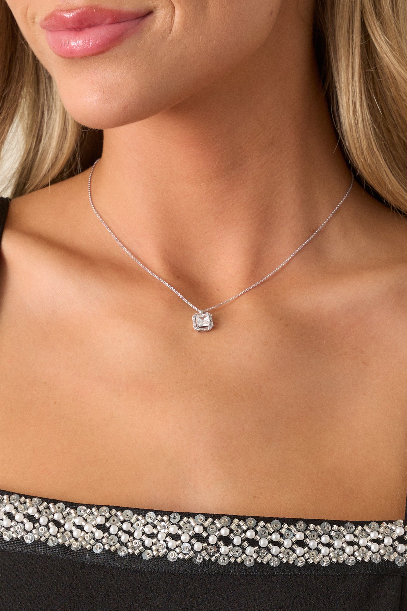 Silver & Rhinestone Necklace - All Jewelry | Red Dress Silver & Rhinestone Necklace - All Jewelry | Red Dress
