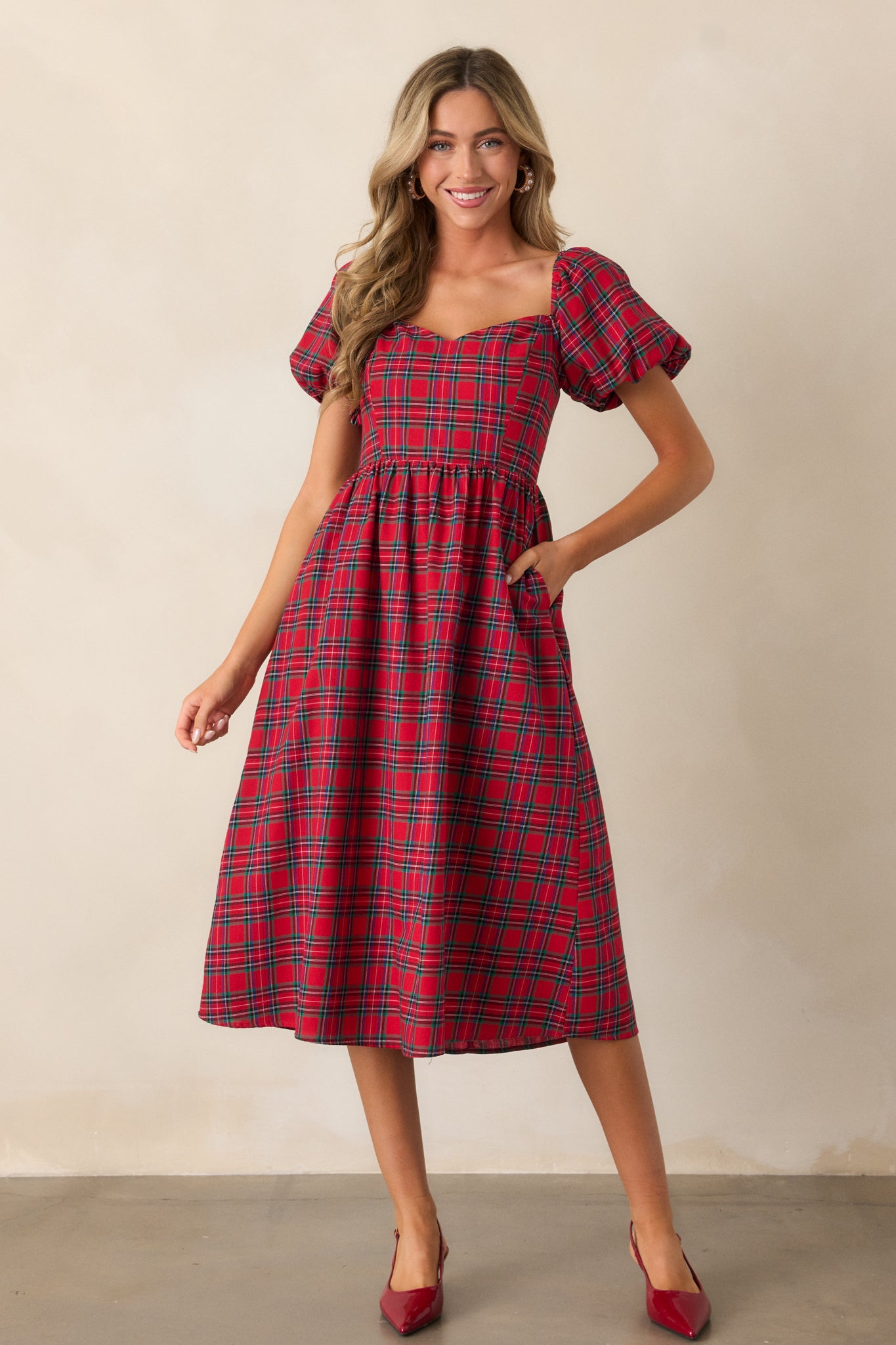 Red Tartan Plaid Women's Dress Christmas Dress Women, Holiday Dress, Red Tartan Dress, Plaid Red Tartan Plaid Women's Dress Christmas Dress Women, Holiday Dress, Red Tartan Dress, Plaid