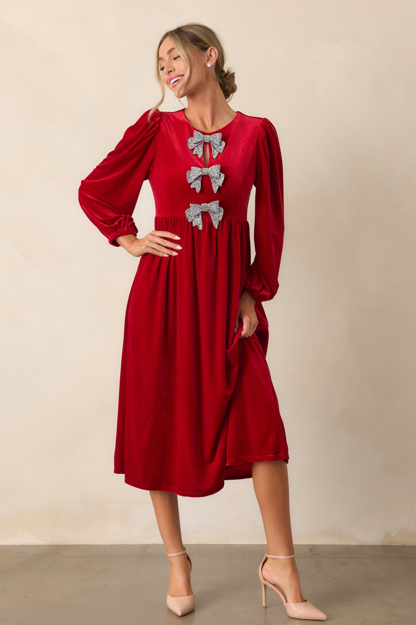 Red Velvet Midi Dress - All Dresses | Red Dress Red Velvet Midi Dress - All Dresses | Red Dress