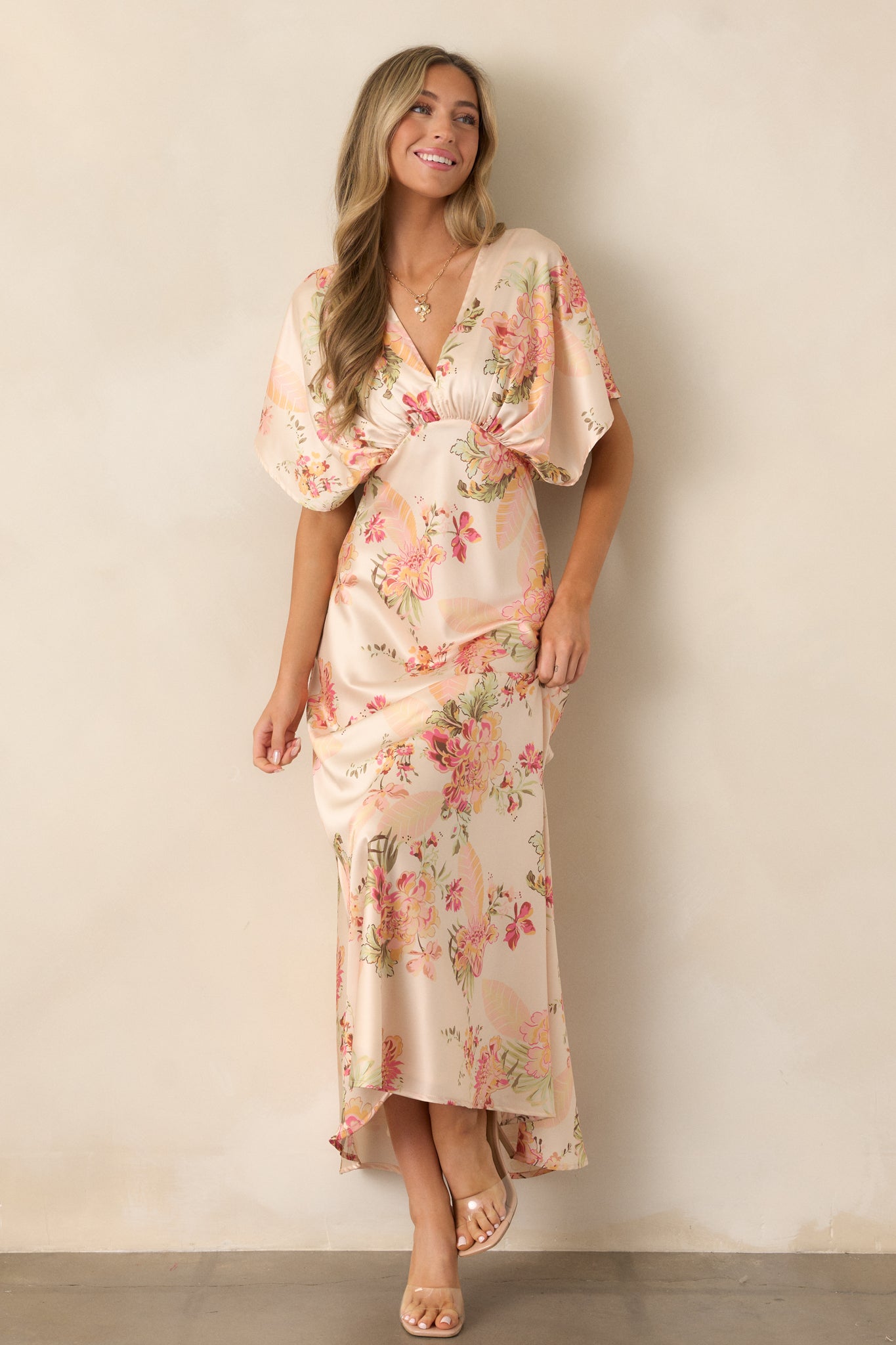 The Lilian Beige Floral Maxi Dress - All Dresses | Red Dress The Lilian Beige Floral Maxi Dress - All Dresses | Red Dress